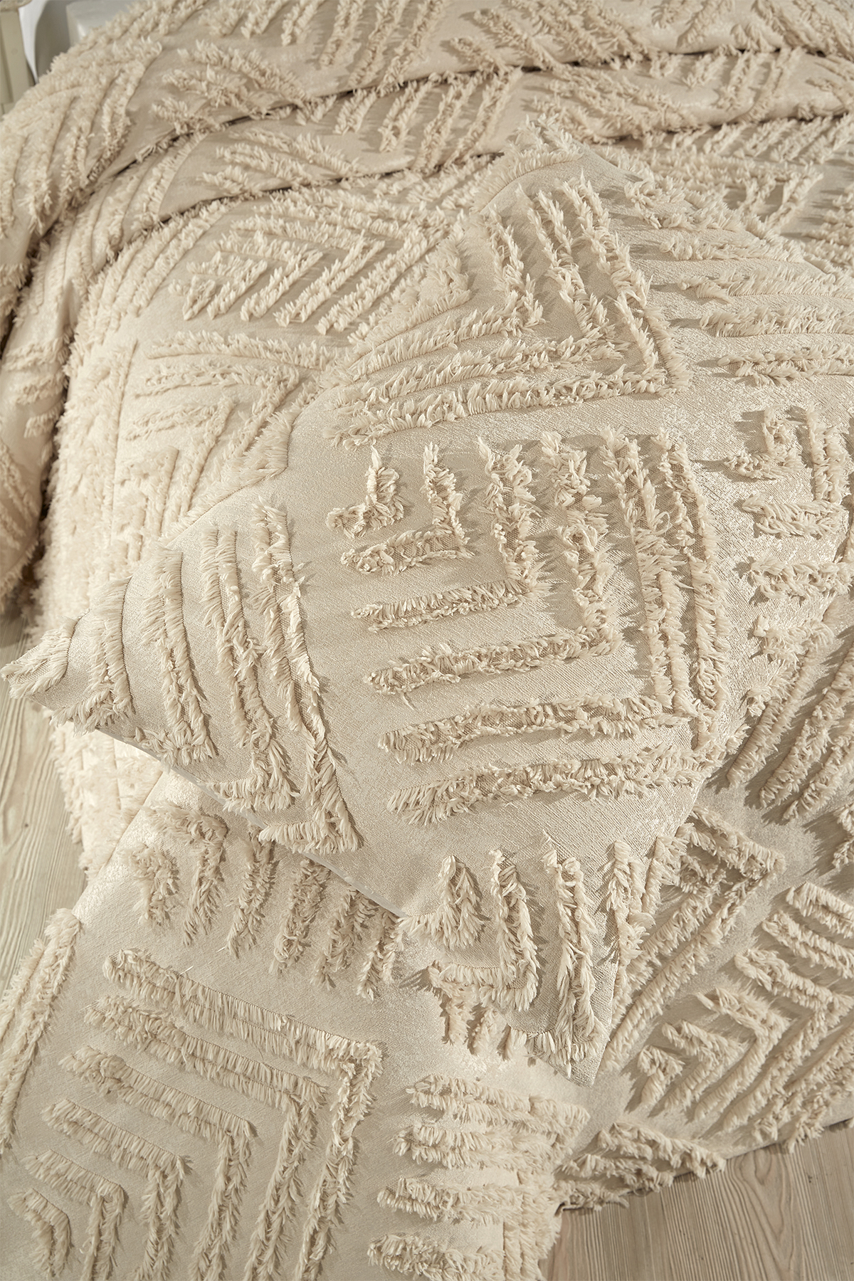 Picture of Çeyiz Diyarı Pine 2 Parça Tek Kişilik Pike Takımı Bej