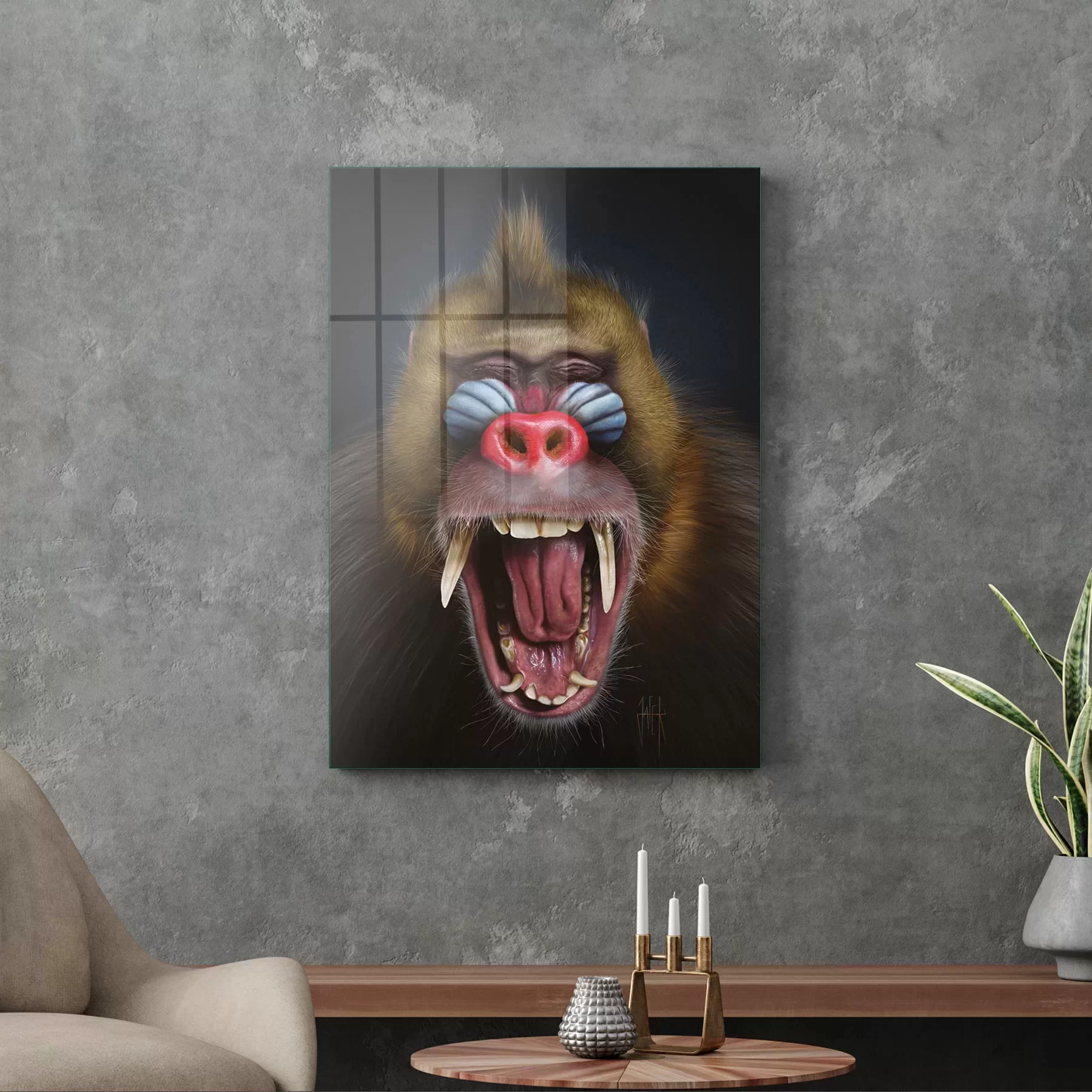 Picture of Decovetro Cam Tablo Eğlenceli Maymun 30x40 cm