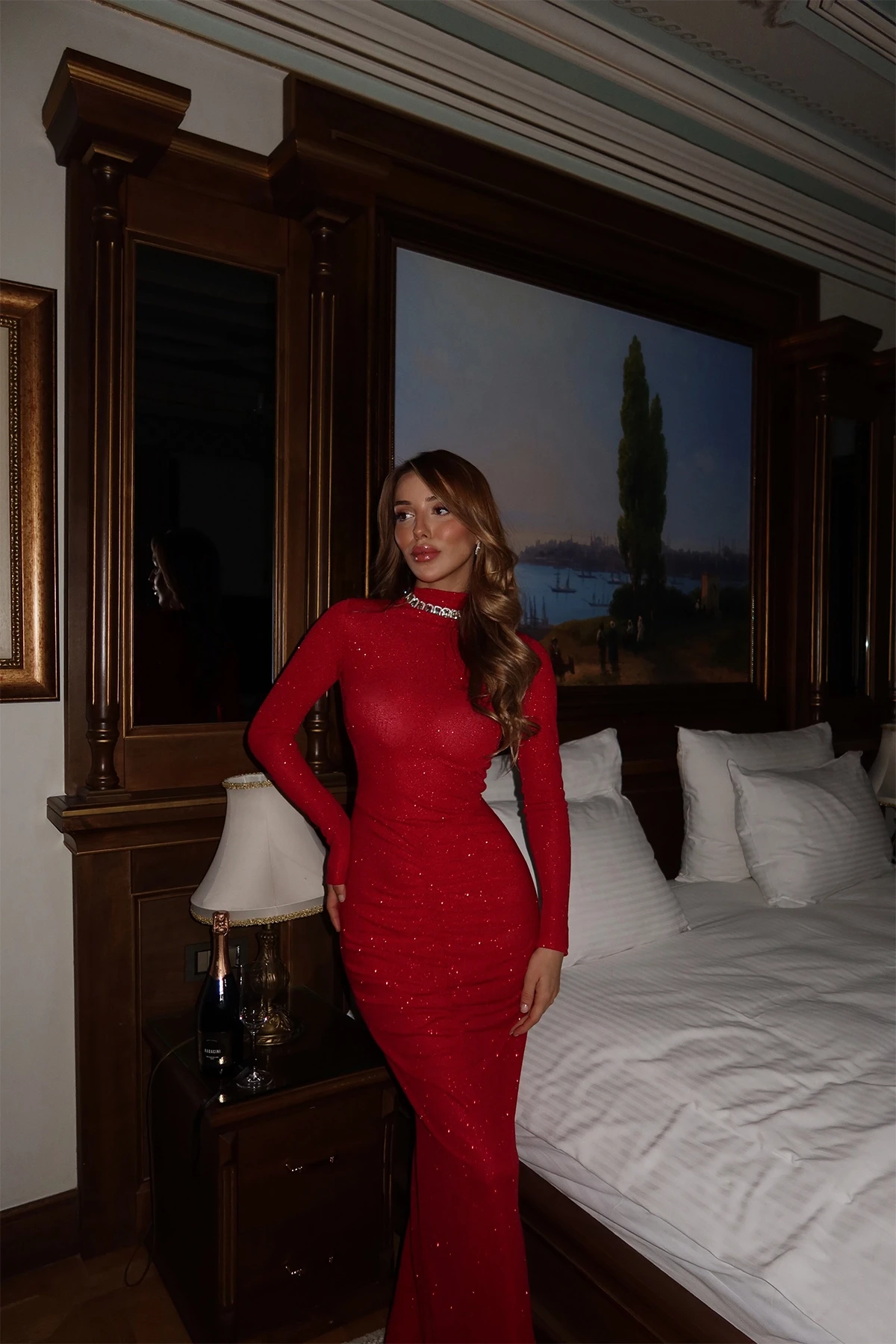 Picture of Red Antina Glitter Dress