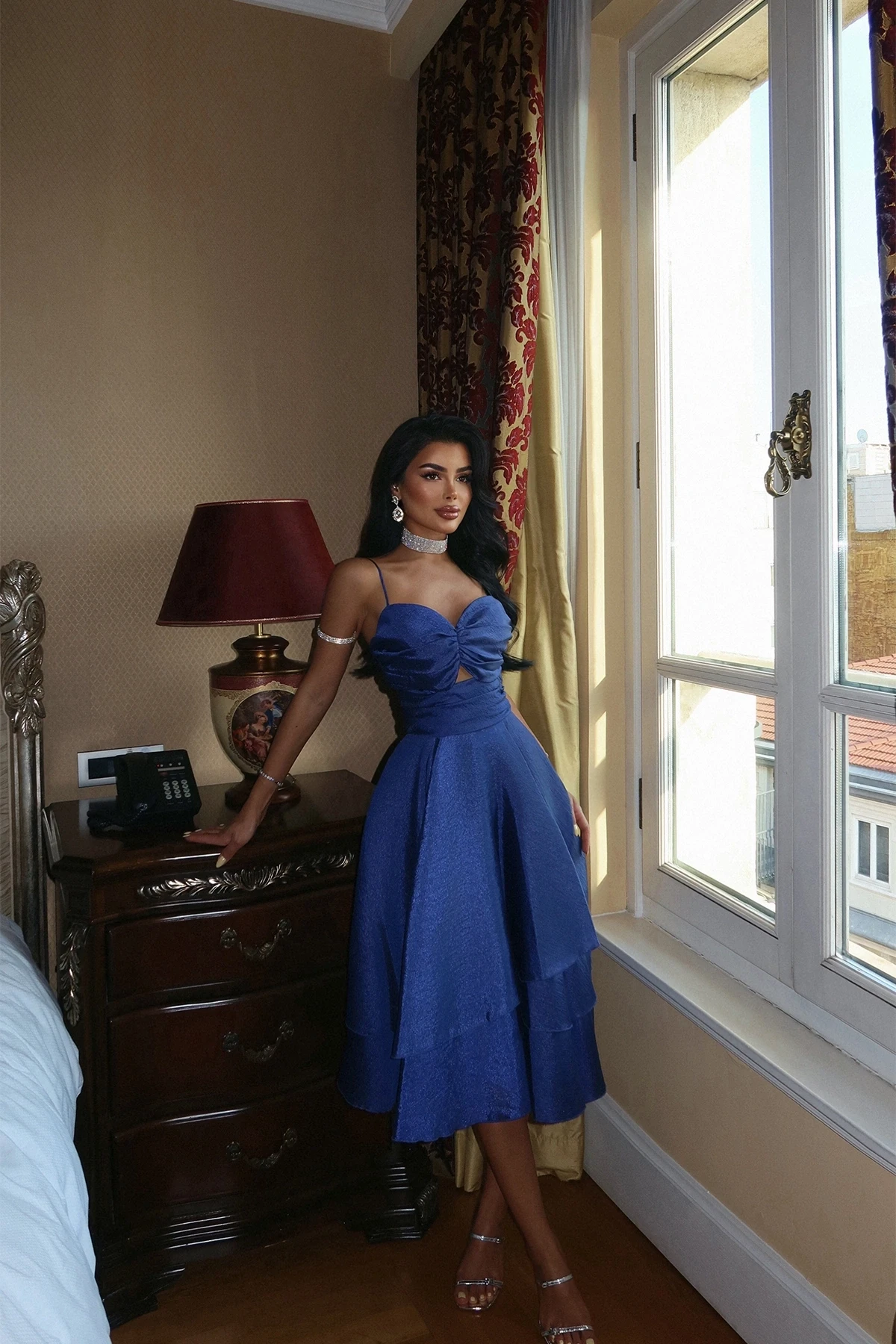 Picture of Navy Blue Window Detail Mini Dress