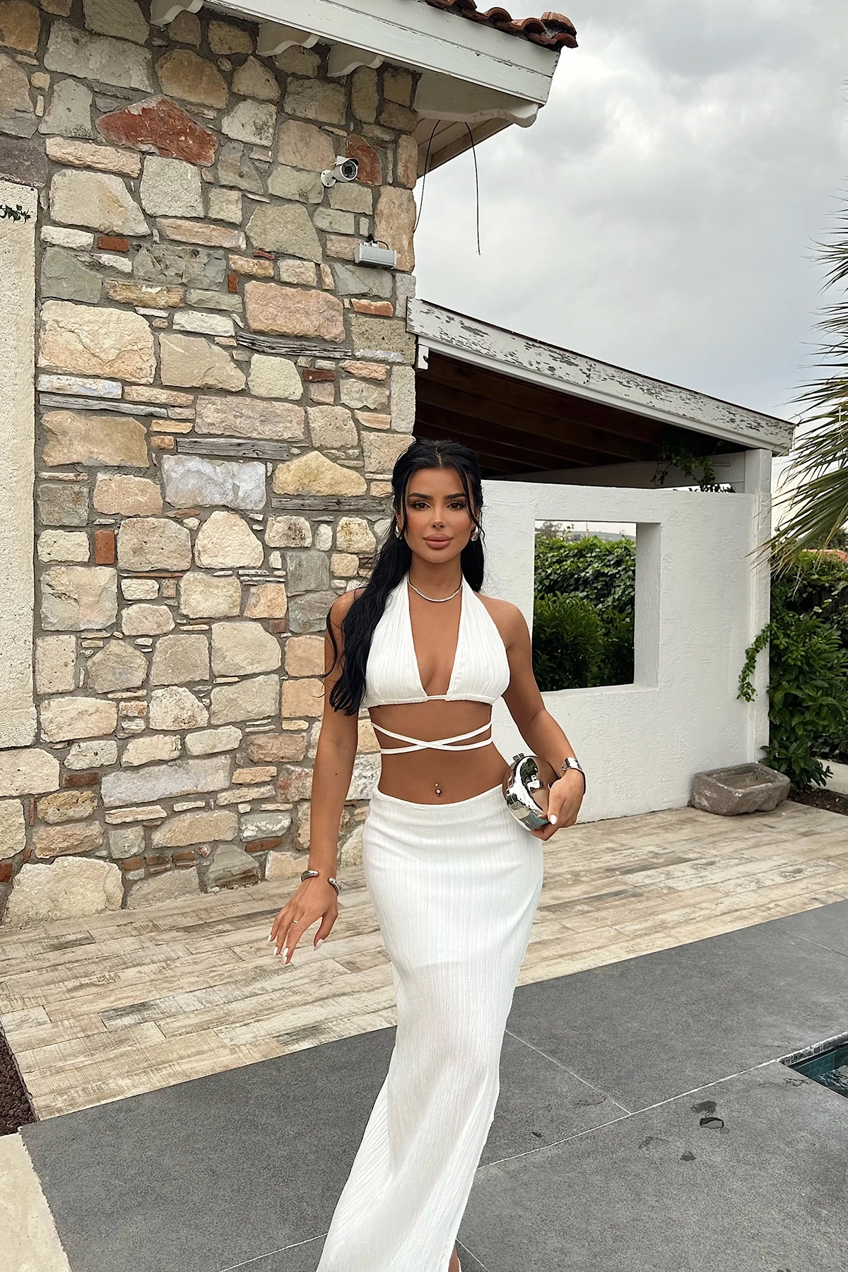 Picture of White Lona Tie-Up Suit