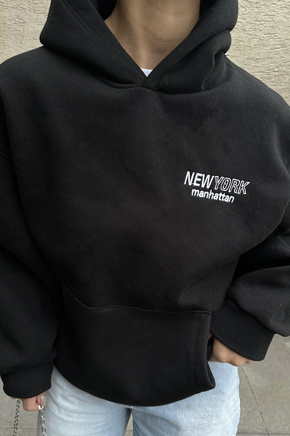 Picture of Black New York Written Hooded Sweat
