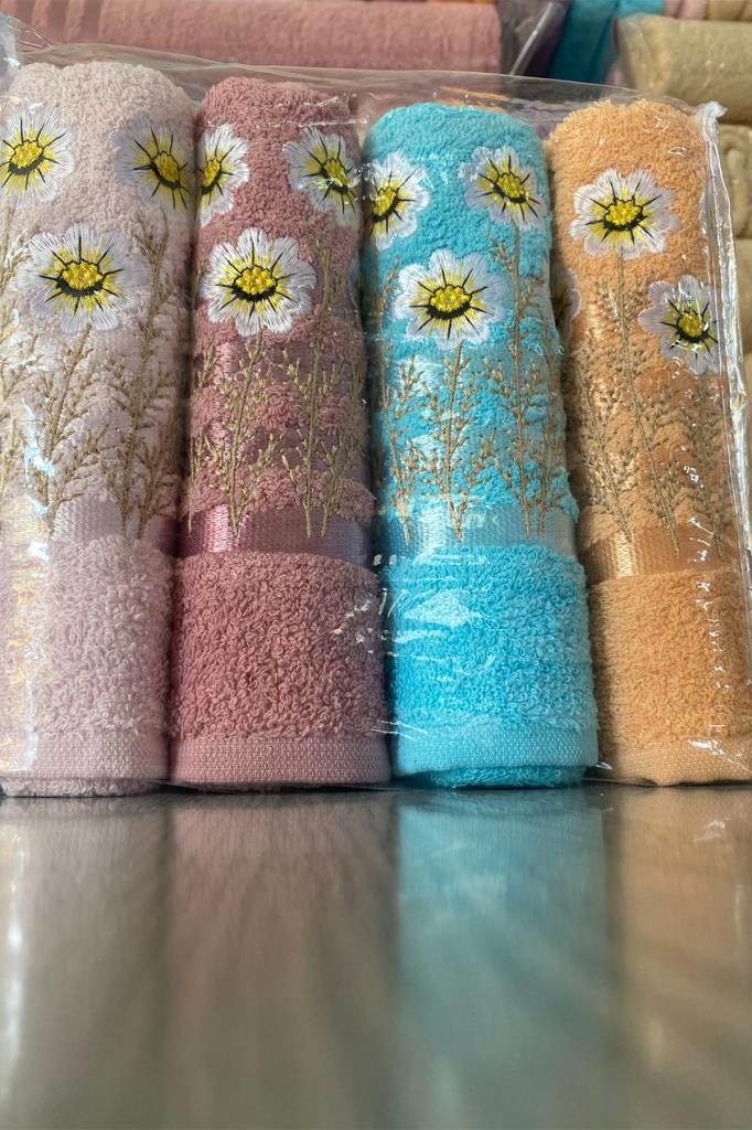 Picture of Daisy Soft 4lü Nakışlı Çeyizlik Havlu Takımı
