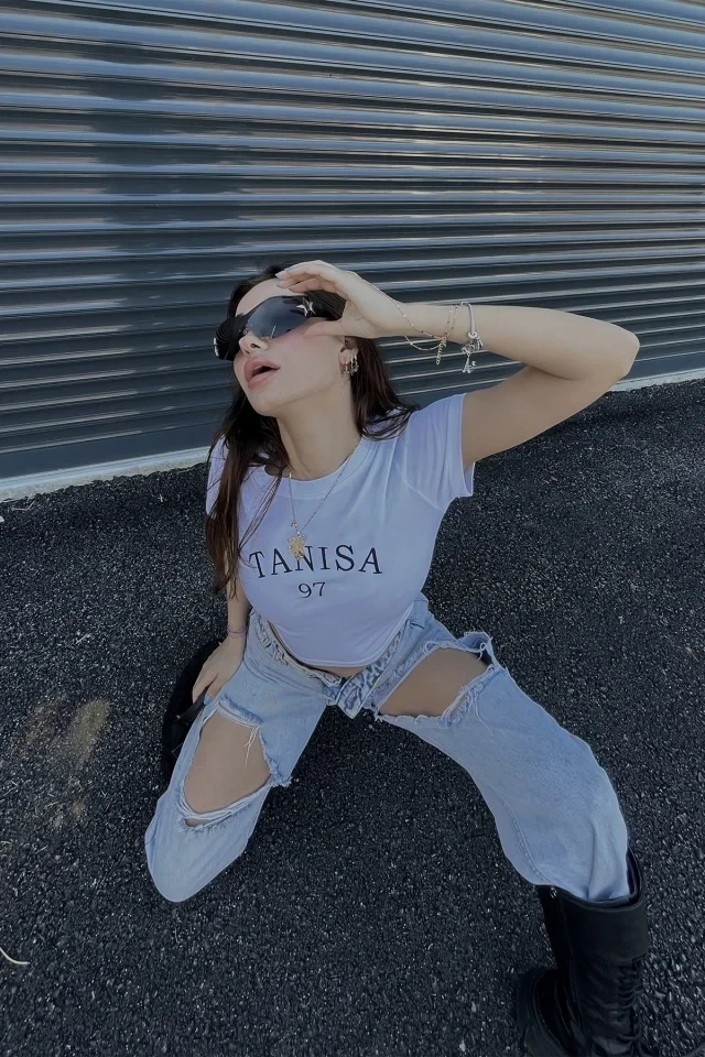 Picture of White Tanisa Written Crop Top