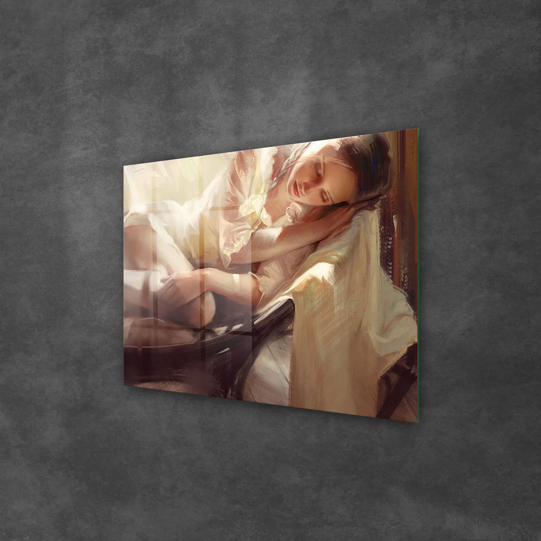 Picture of Decovetro Cam Tablo Yağlı Boya Kadın Porte 70x100 cm