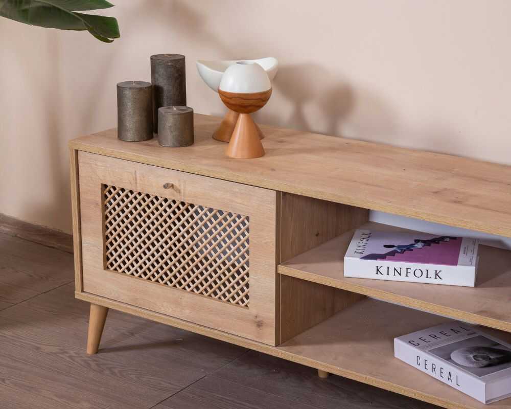 Picture of Ahşap Kapak Detaylı 180 cm Tv Ünitesi