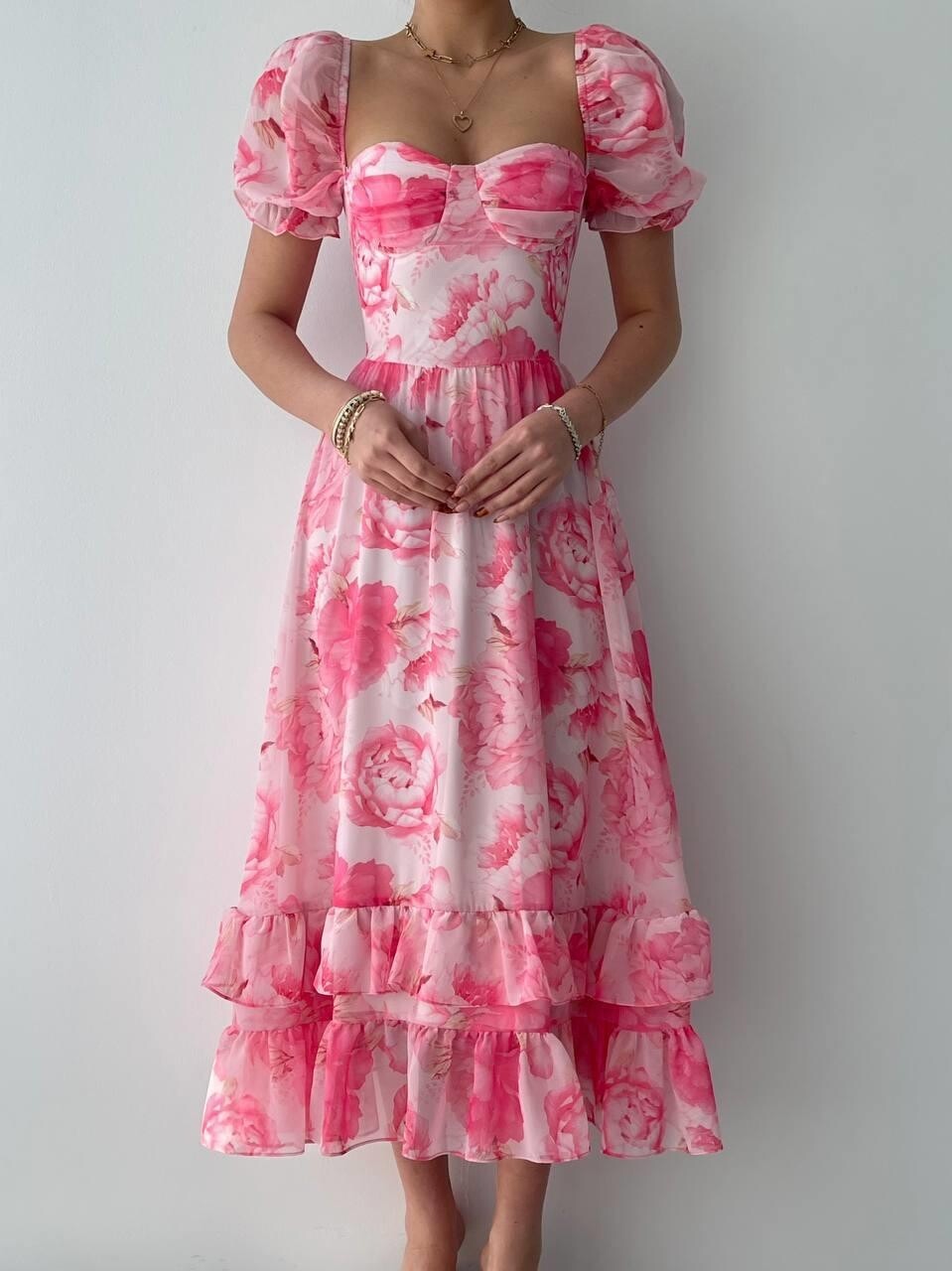 Picture of ŞİFON KUMAŞ DİJİTAL DESEN BASKILI ELBİSE