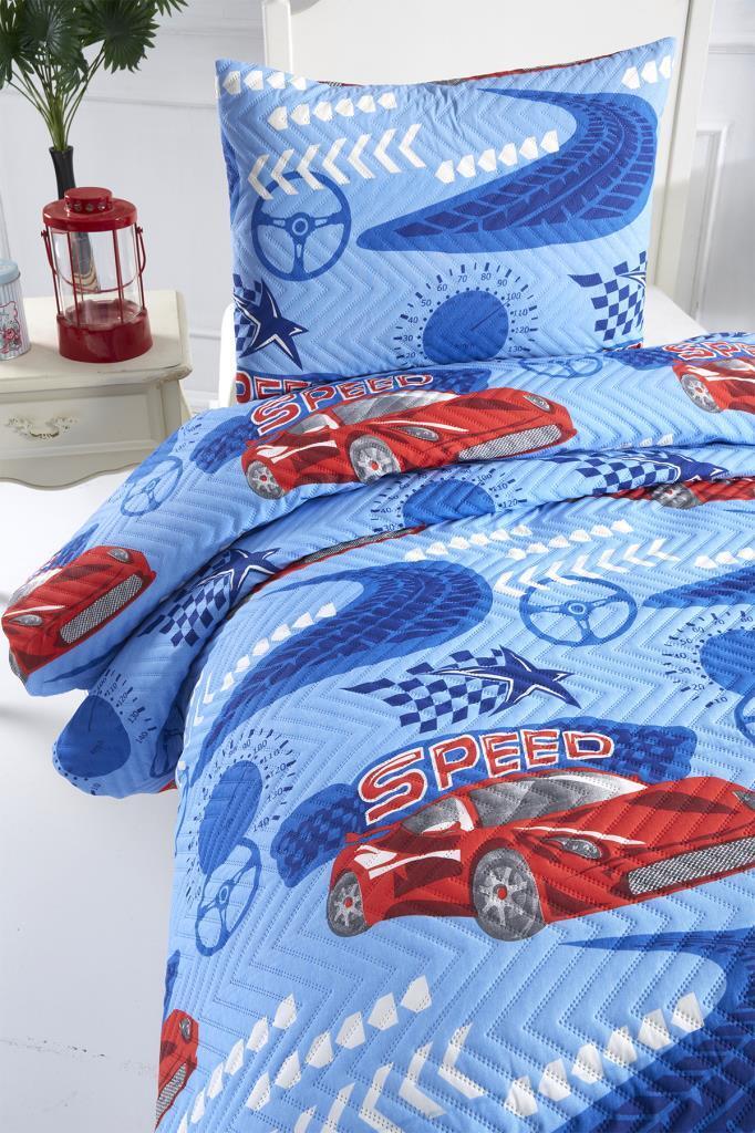 Picture of Ultrasonik Kapitoneli Speed Tek Kişilik Yatak Örtüsü Mavi