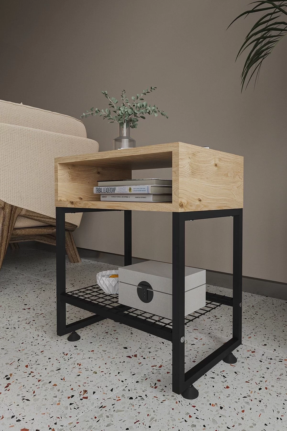 Picture of Argimo Armoni Metal Komodin Yatak Yanı Raf Sehpa