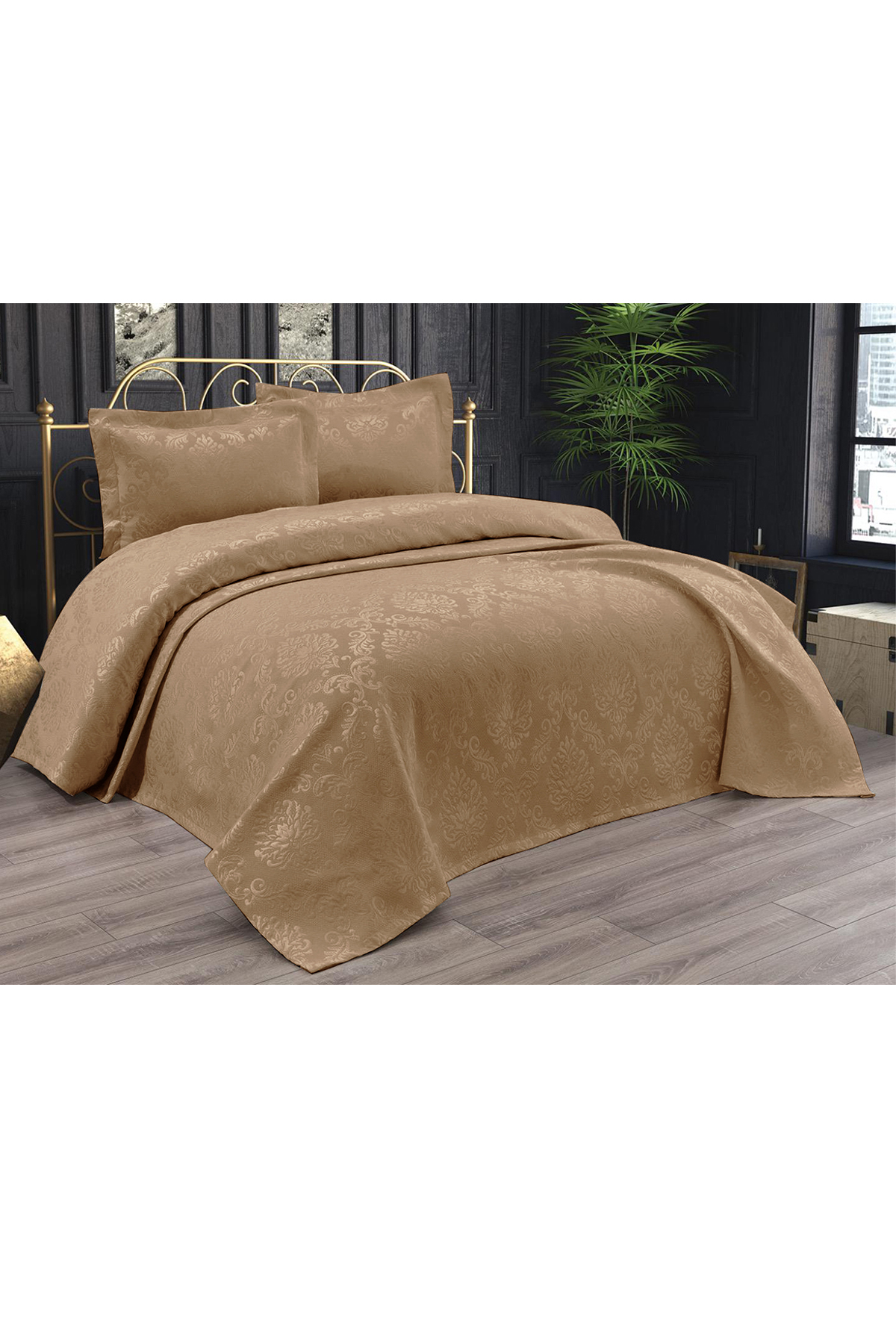 Picture of Çeyizdiyarı Elmas Çift Kişilik Sade Pike Seti 3 Parça Bej