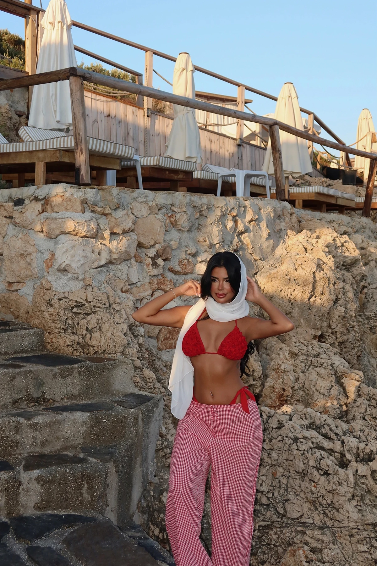 Picture of Red Gingham Trouser Suit