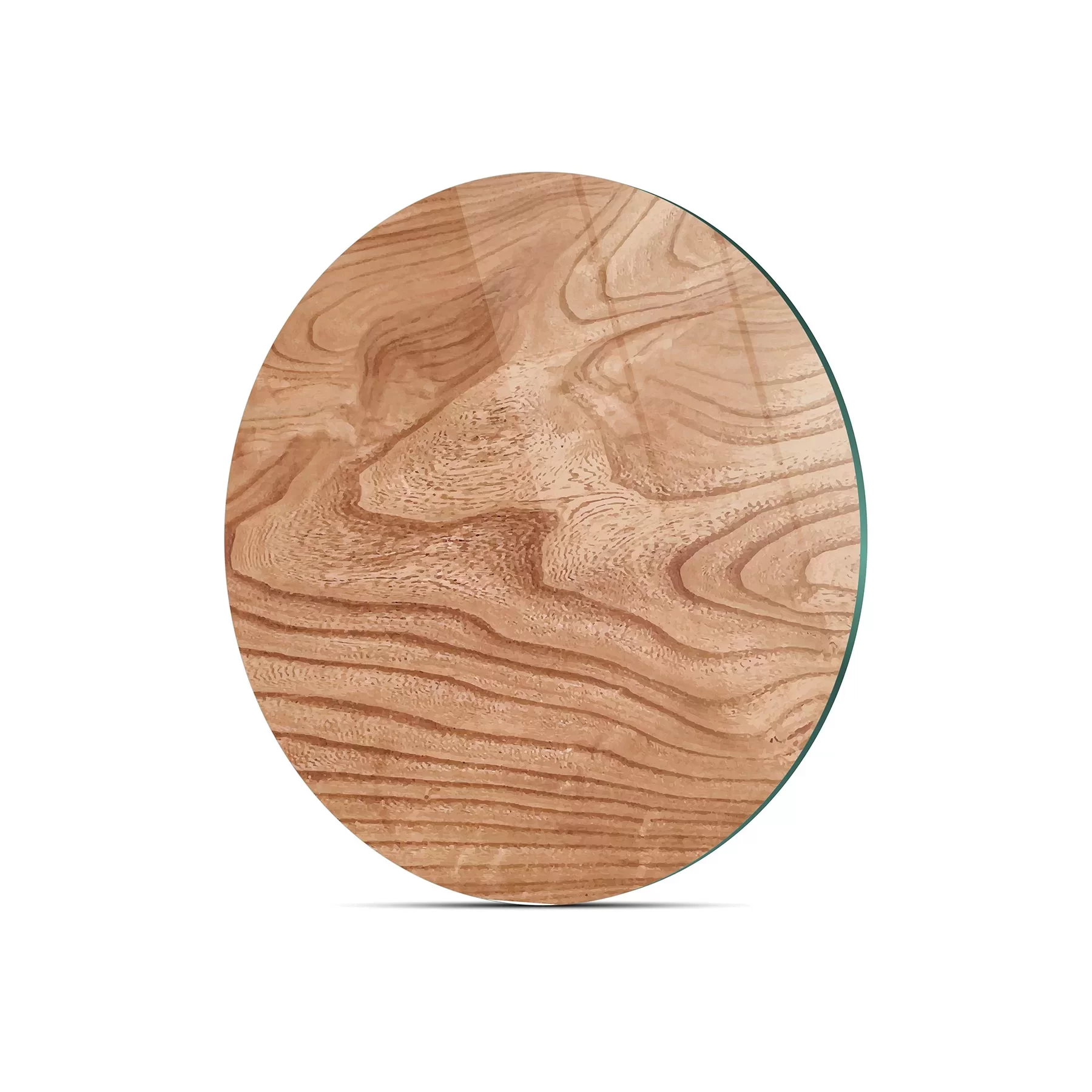 Picture of Decovetro Cam Kesme Tahtası ve Sunumluk Yuvarlak Dalgalı Ahşap Desenli 30x30 Cm