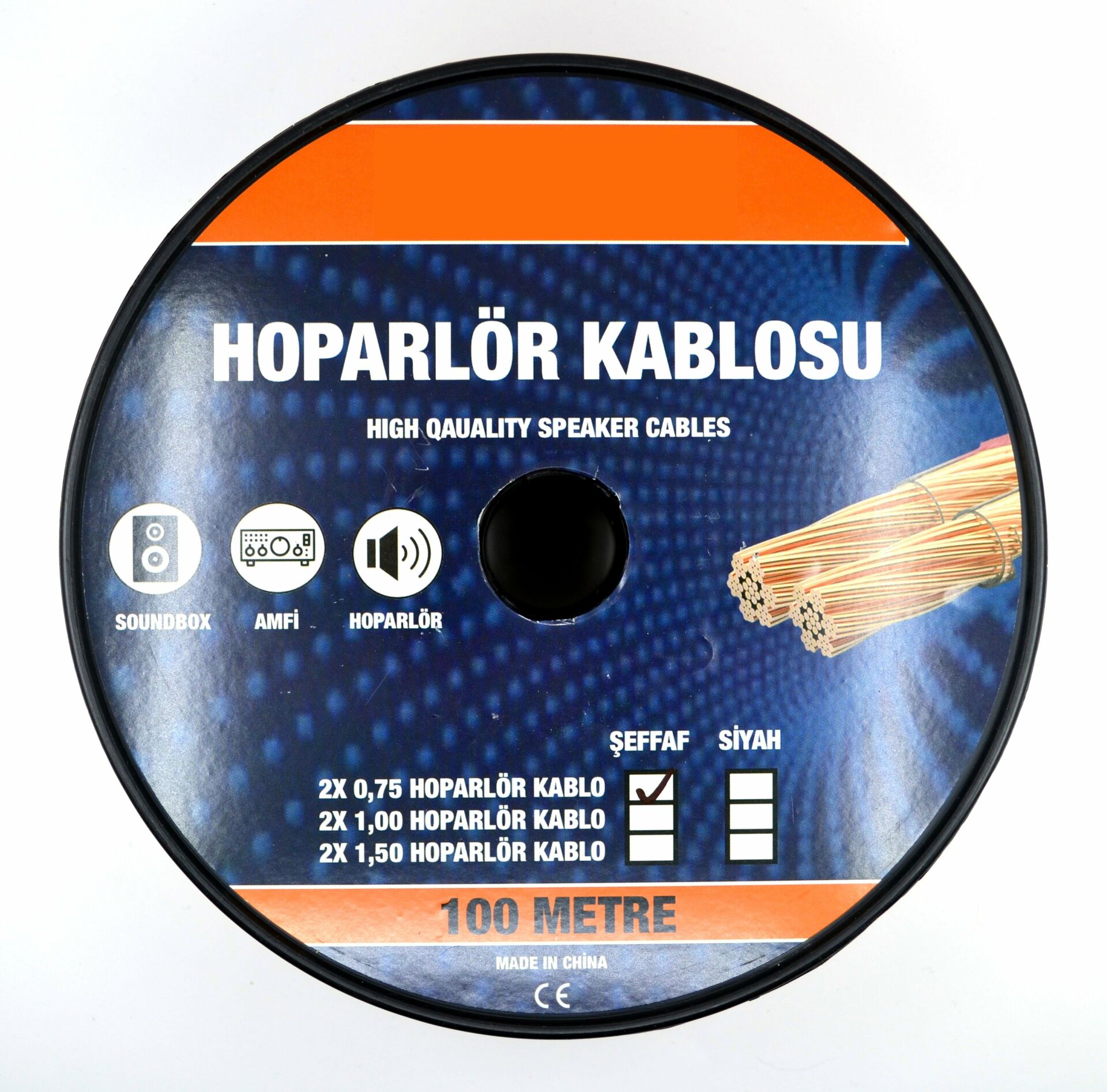 Picture of 100 Metre 2X0,75mm² CCA Bitişik Hoparlör Kablosu Şeffaf