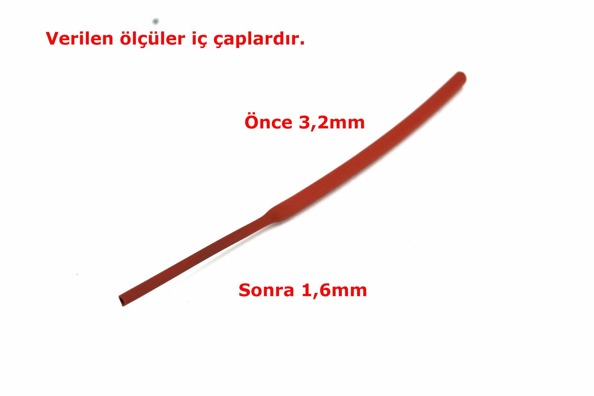 Picture of 3,2mm Kırmızı Isı İle Daralan Makaron Kablo Izolasyon