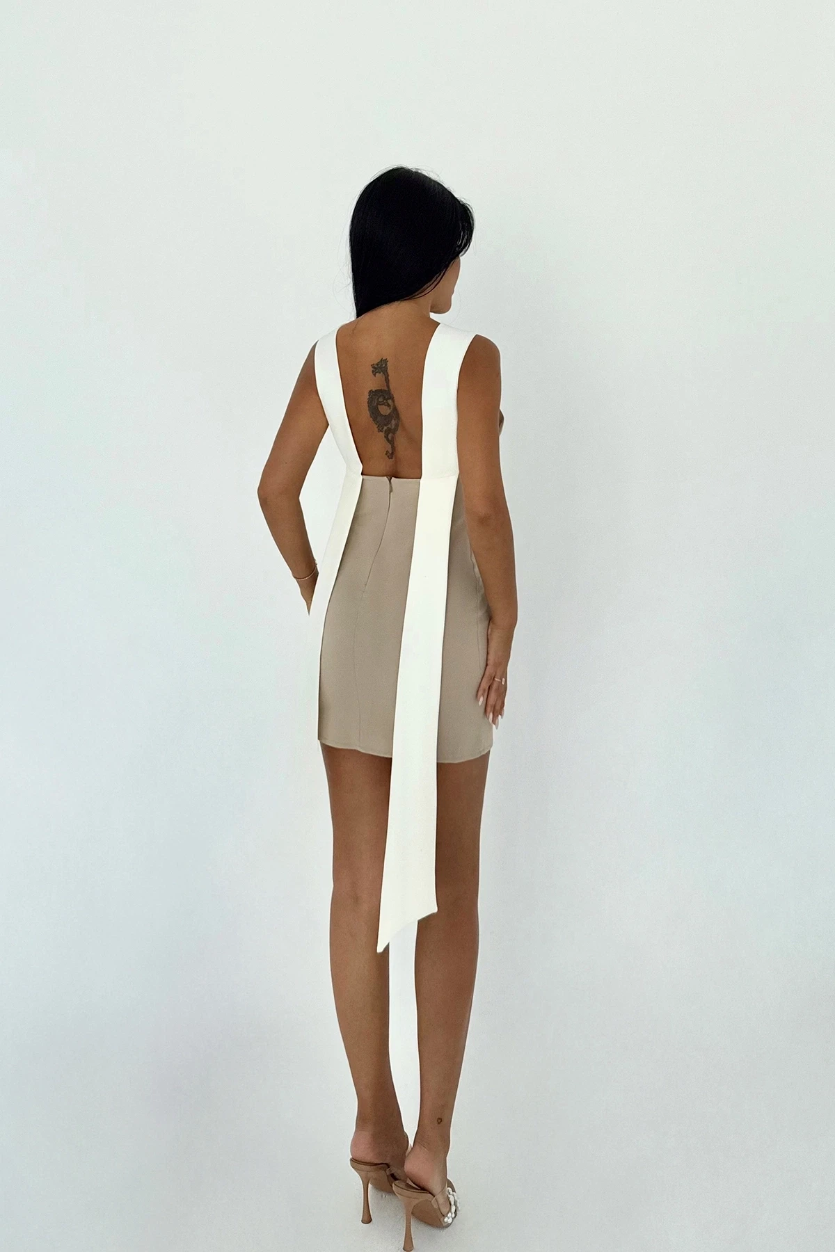 Picture of Beige Two-Tone Mini Dress