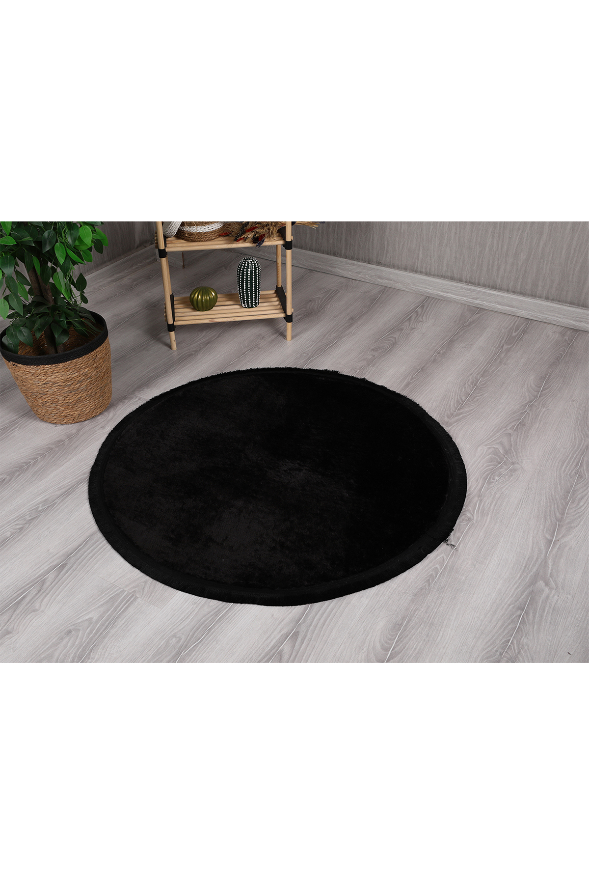 Picture of Spor Saçaklı Pelüş Yuvarlak Paspas 100x100 Siyah