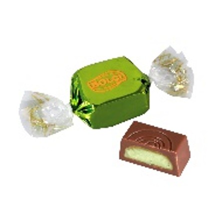 Picture of PISTACHIO CREAM FILLED MILK CHOCOLATE CUBE DOUBLE TWIST 1Kg