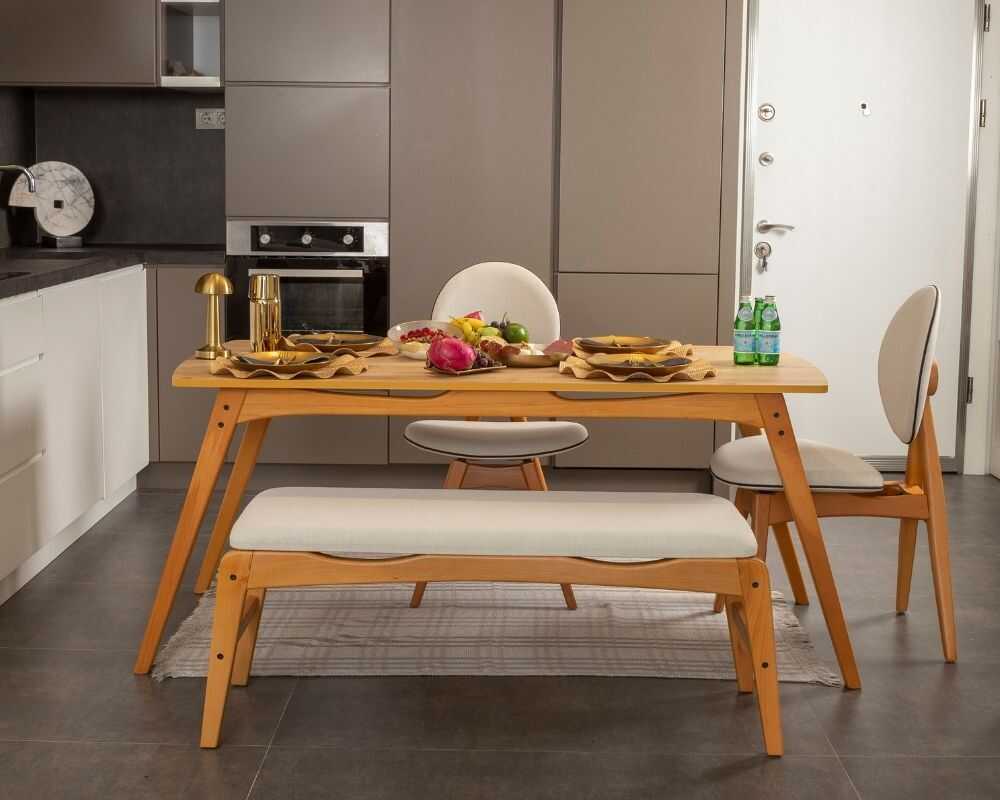 Picture of Touch Meşe 2 Sandalye 1 Bench 1 Masa (90x180)