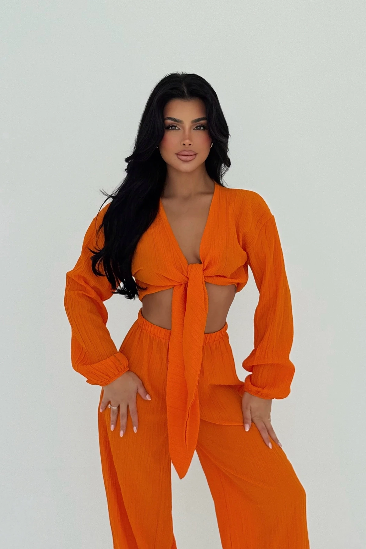 Picture of Orange Adelina Tie-Up Suit