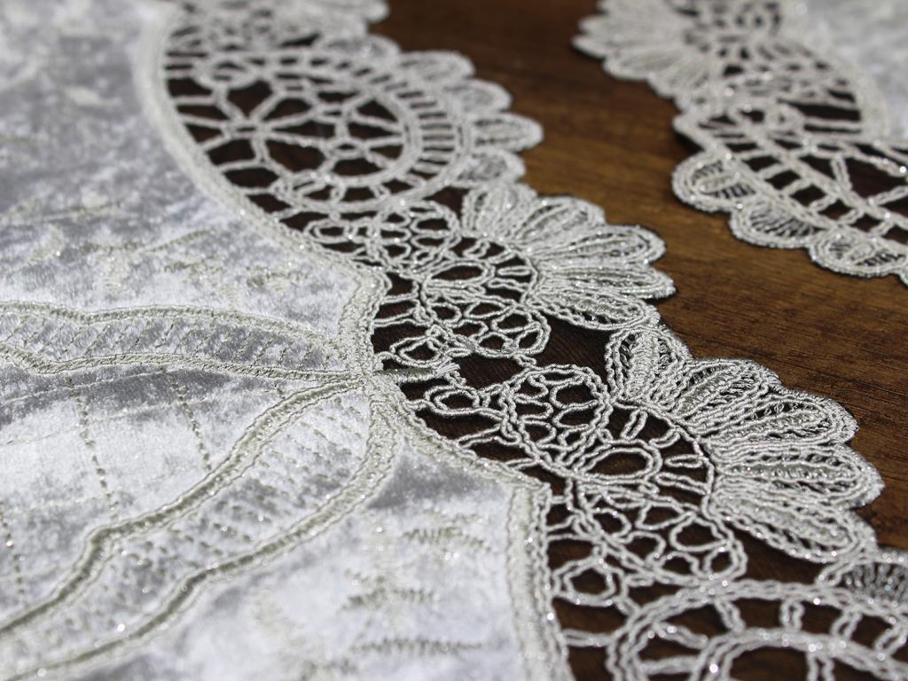 Picture of Suman Kordone Lüx Kadife Nakışlı 5 Parça Salon Takımı Siyah Platin