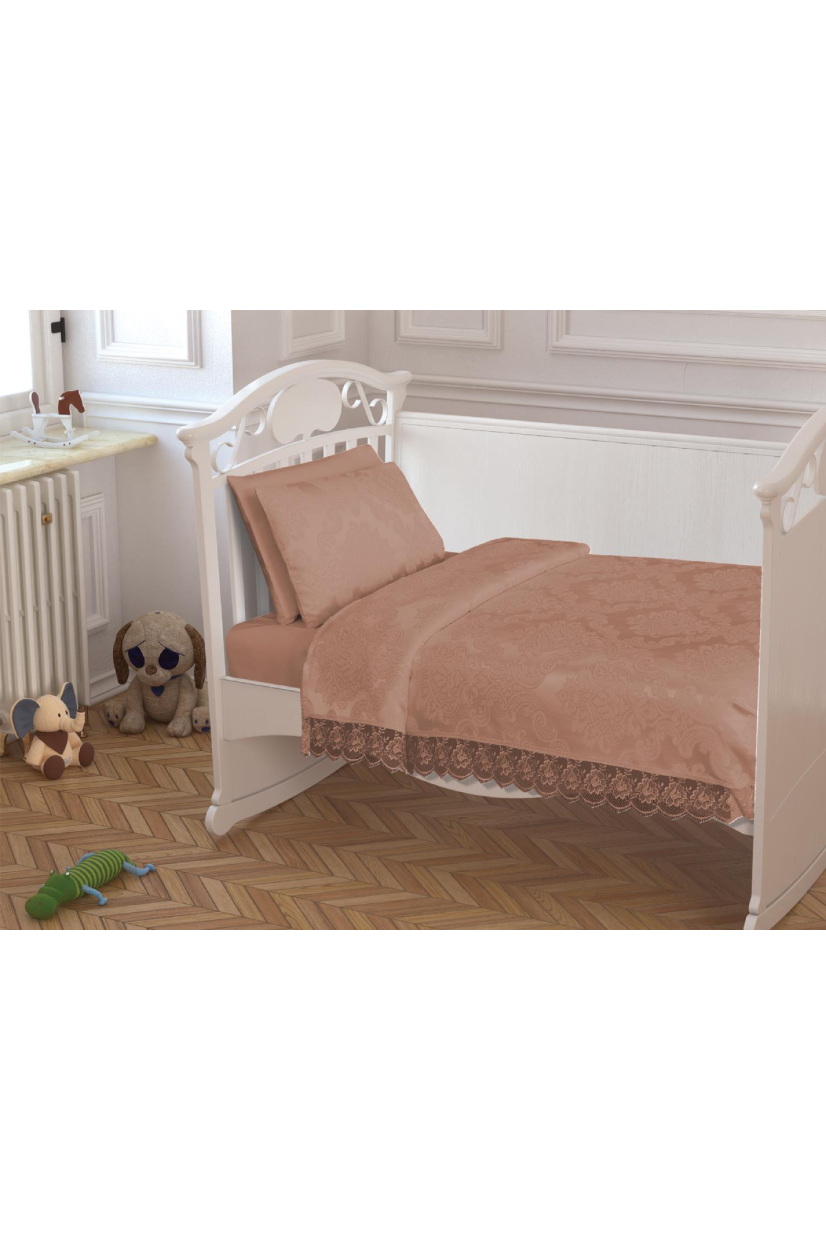 Picture of Çeyizdiyarı Fransız Güpürlü Bebek Pike Takımı Cappuccino