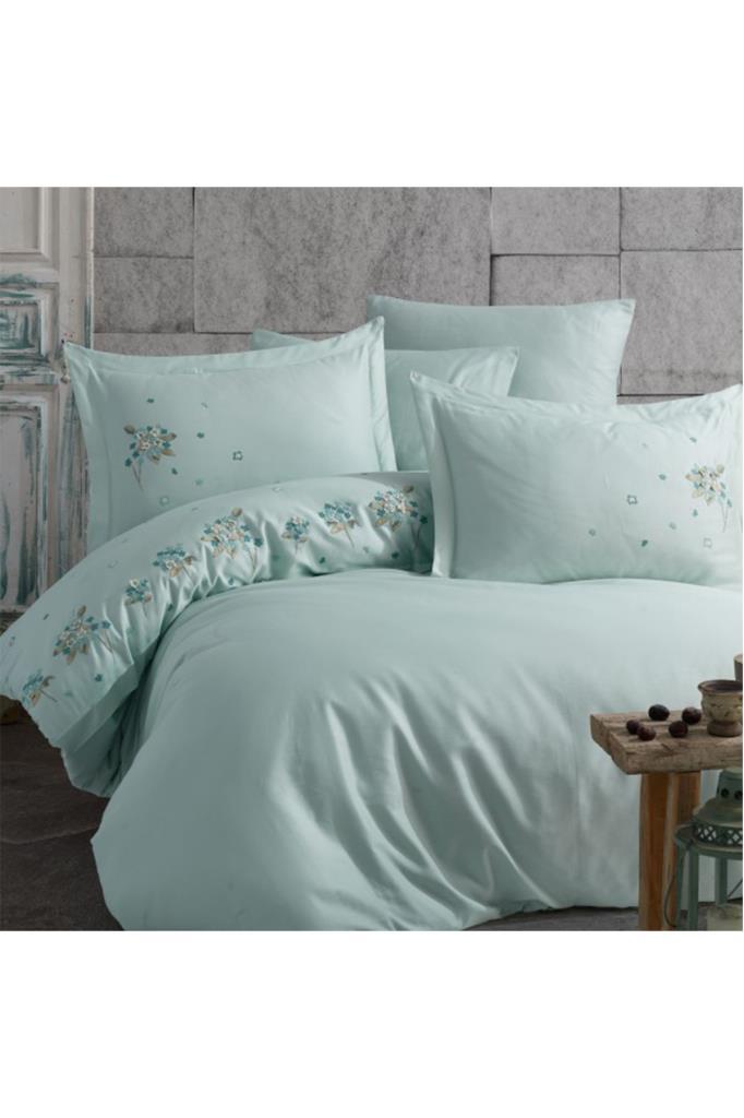 Picture of Betty Pamuk Saten Nakışlı Nevresim Takımı Nil Yeşili