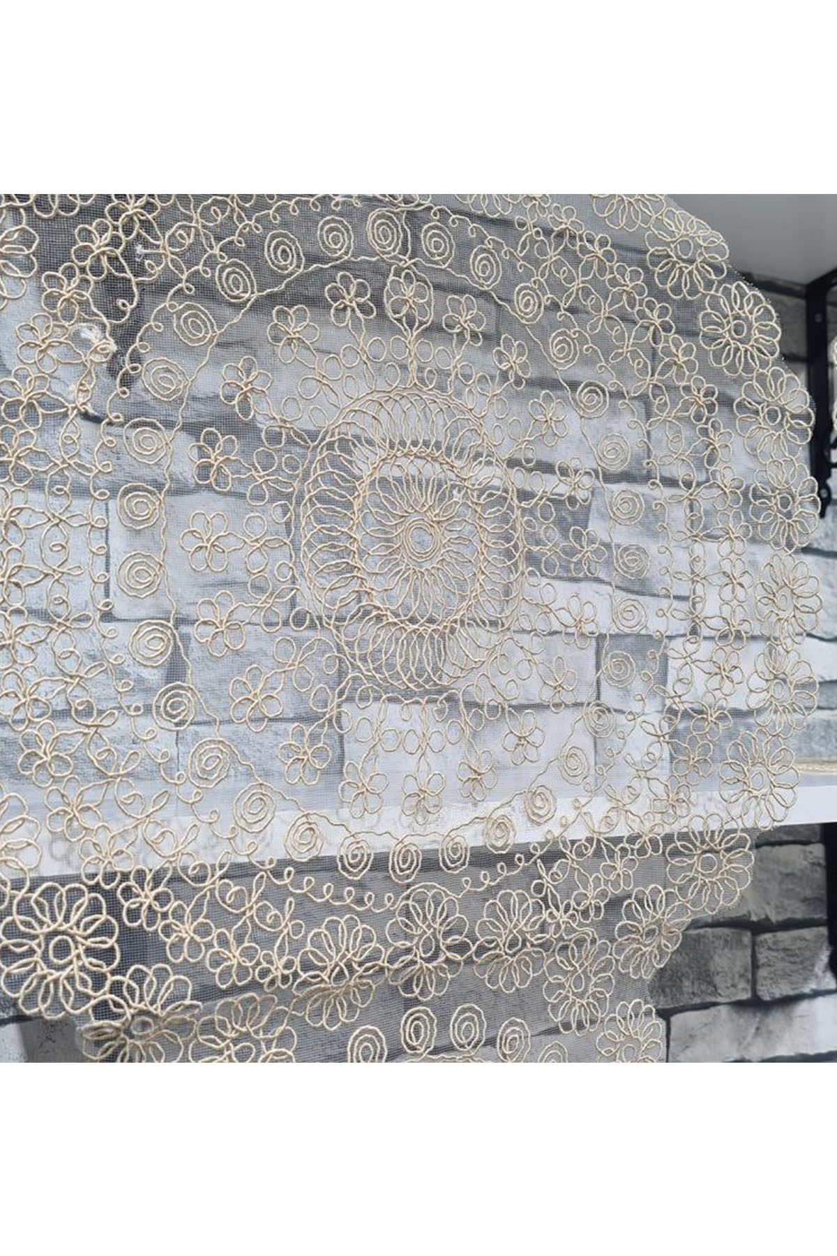 Picture of Çiçek Kordonlu 5 Parça Salon Takımı Cappucino