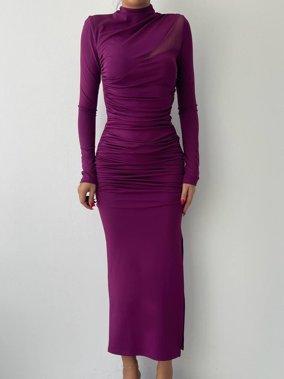 Picture of Dorra Yırtmaçlı Uzun Kollu Elbise