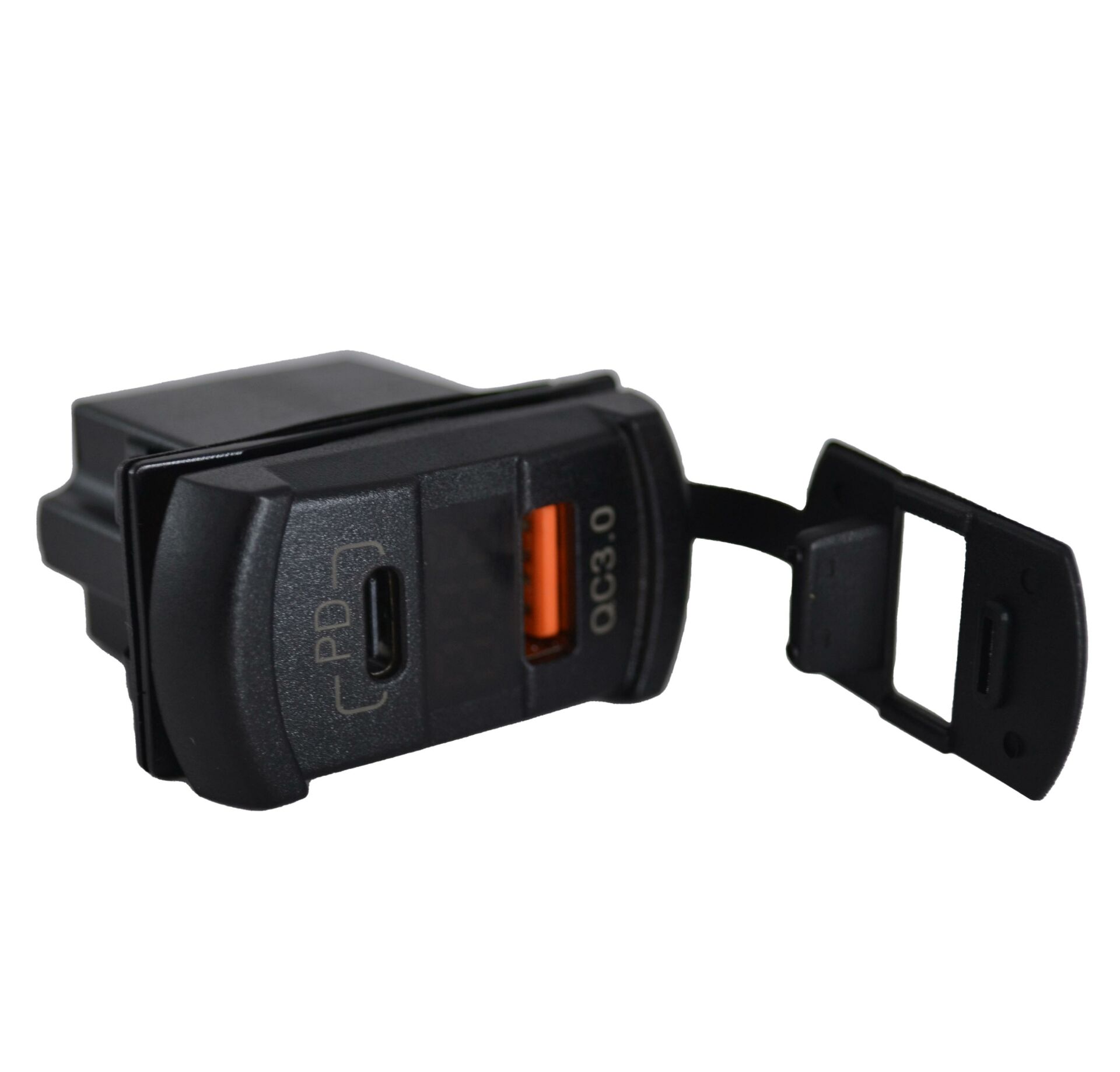 Picture of 12V 24V DC USB QC3.0 Type-C PD Şarj Port Voltmetreli Dikdörtgen MT-UM02