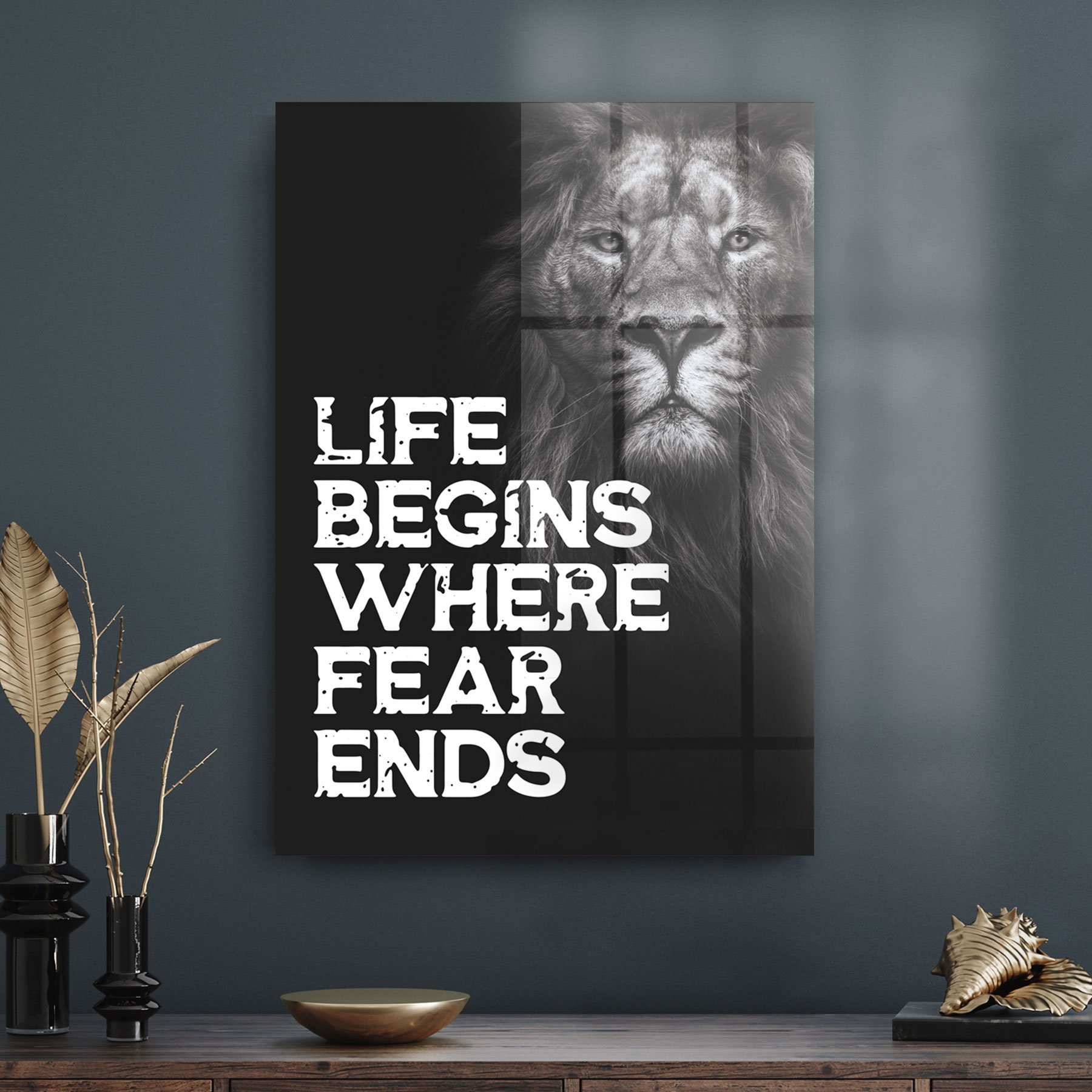 Picture of Decovetro Cam Tablo Fear Ends Motivational 30x40 cm