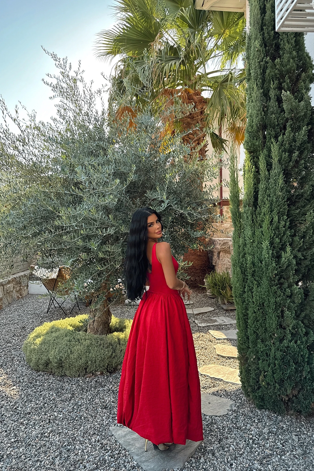 Picture of Red Amara Long Balloon Dress