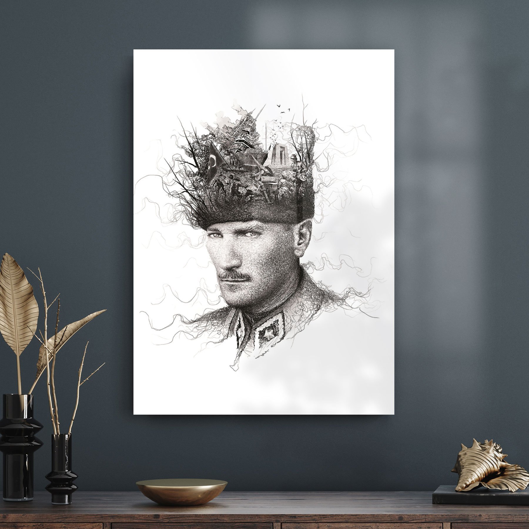 Picture of Decovetro Atatürk Cam Tablo Özel çizim 30x40 cm