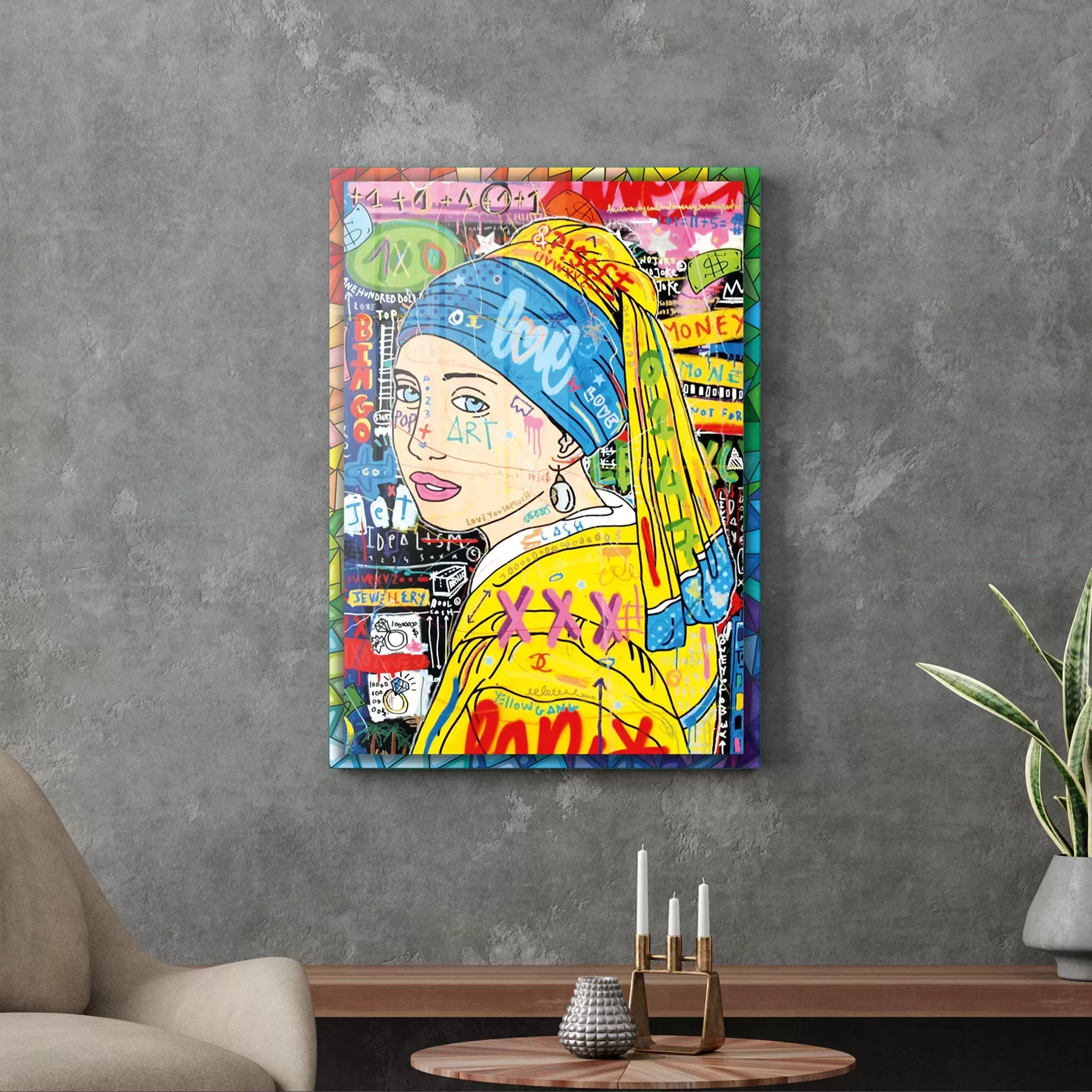 Picture of Decovetro Cam Tablo Pop Art Küpeli Kız 30x40 cm