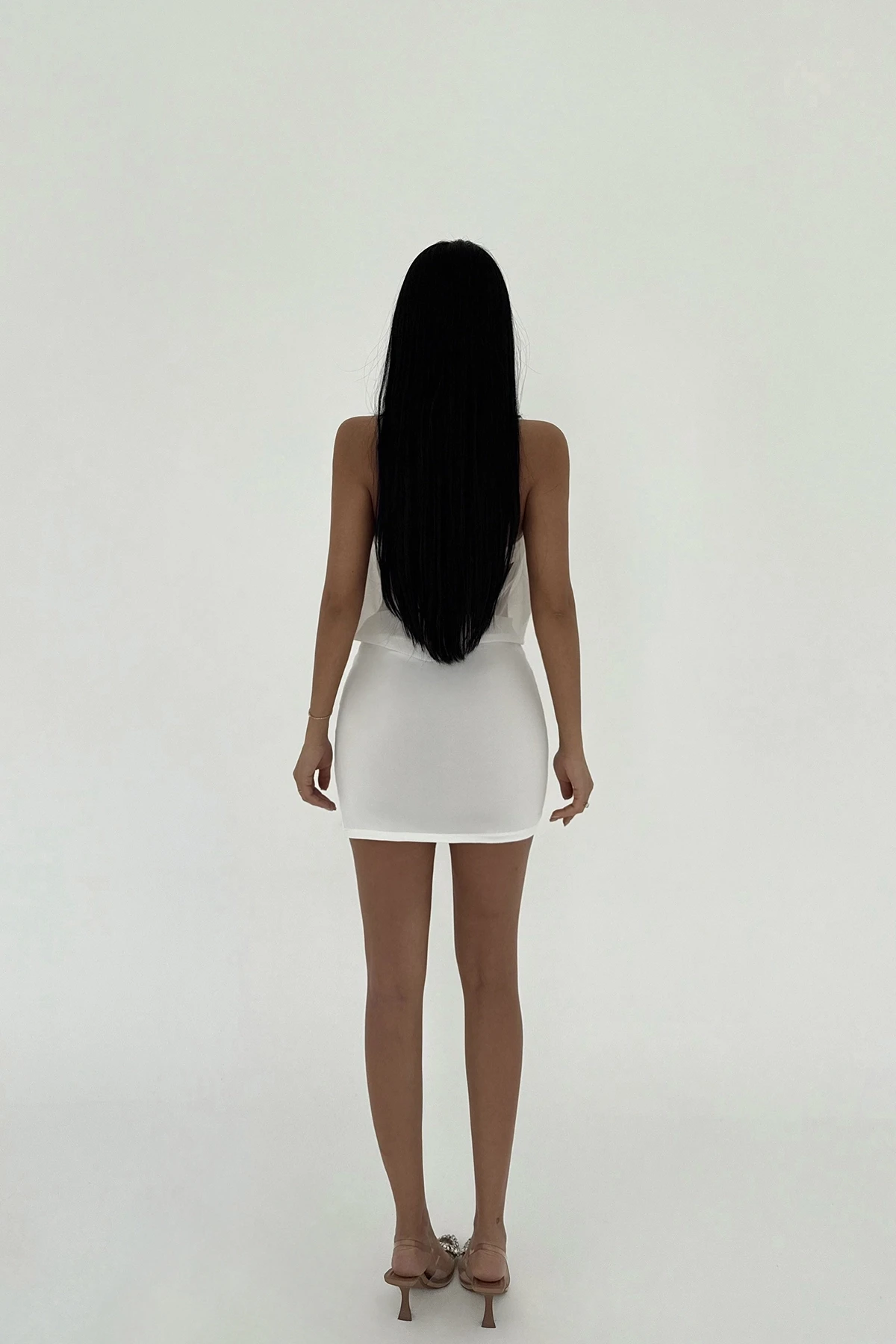 Picture of White Tulle Detail Mini Dress