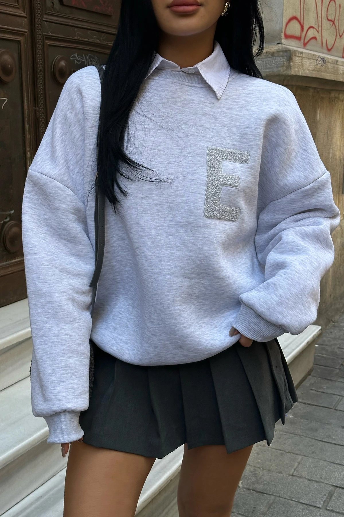 Picture of Gray E Embroidered Sweat