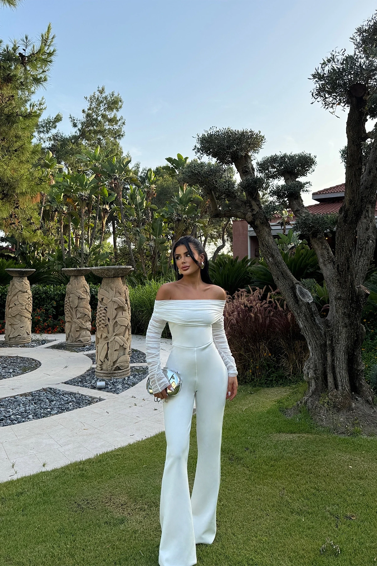 Picture of White Jumpsuit with Gathered Sleeves