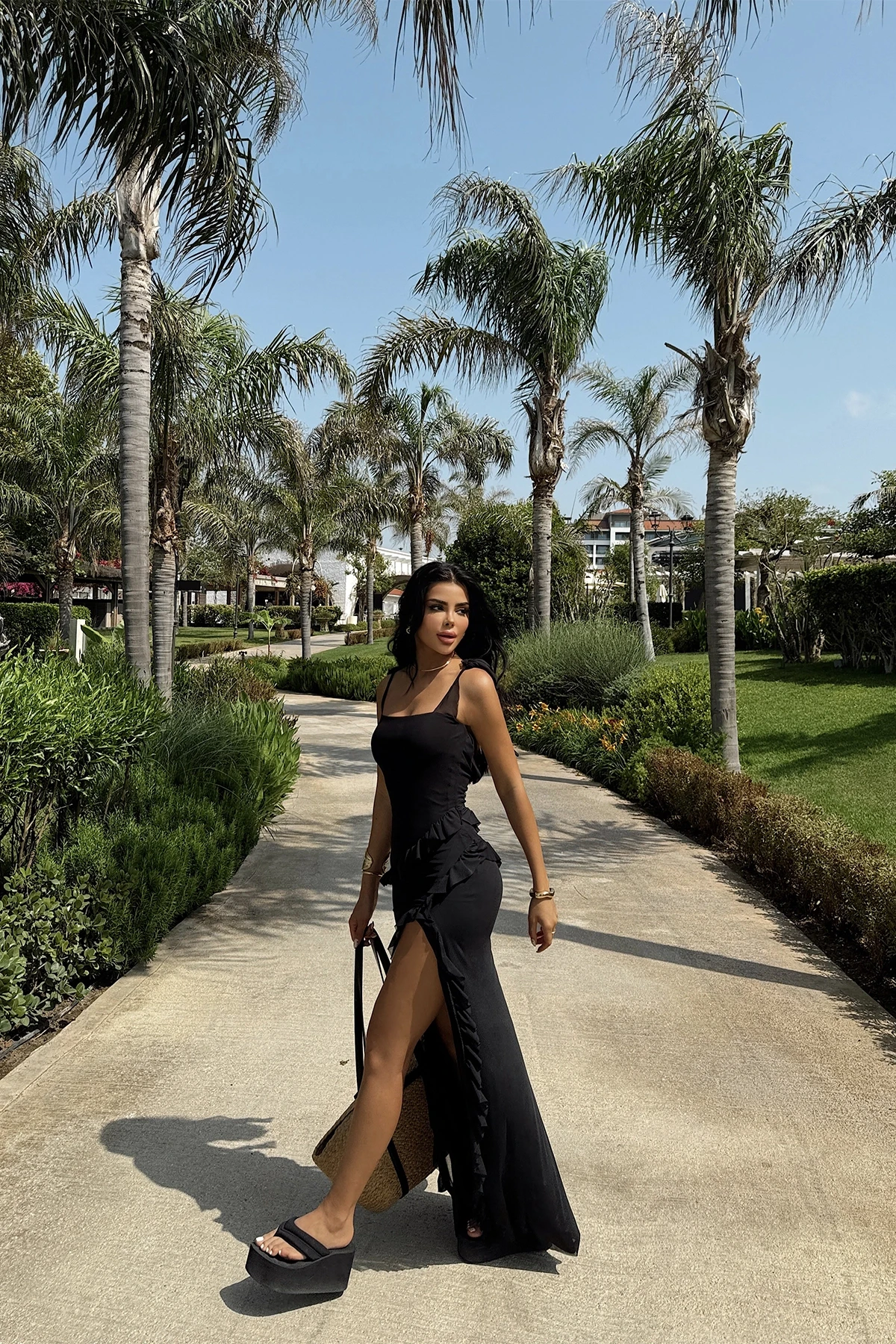 Picture of Black Astrid Slit Long Dress