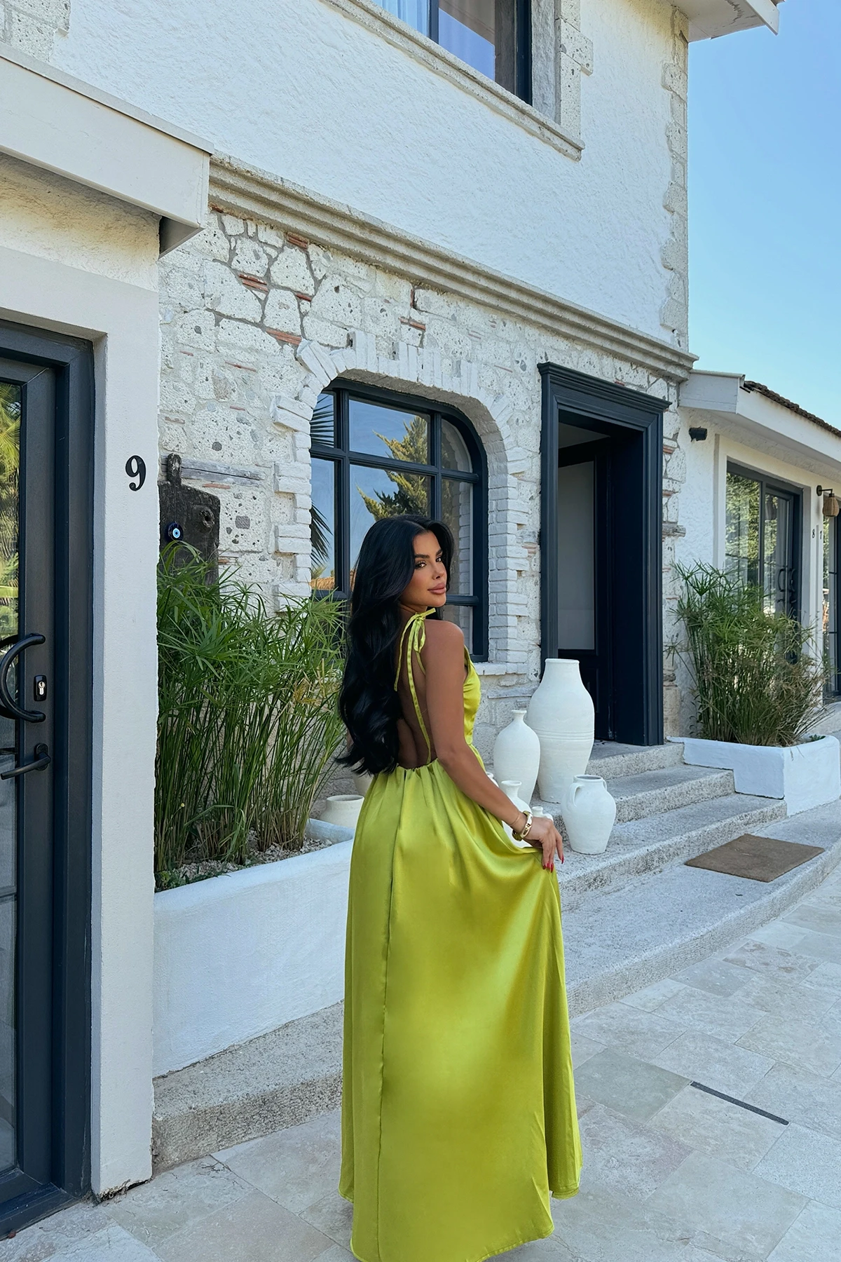 Picture of Green Anais Low-cut Back Dress