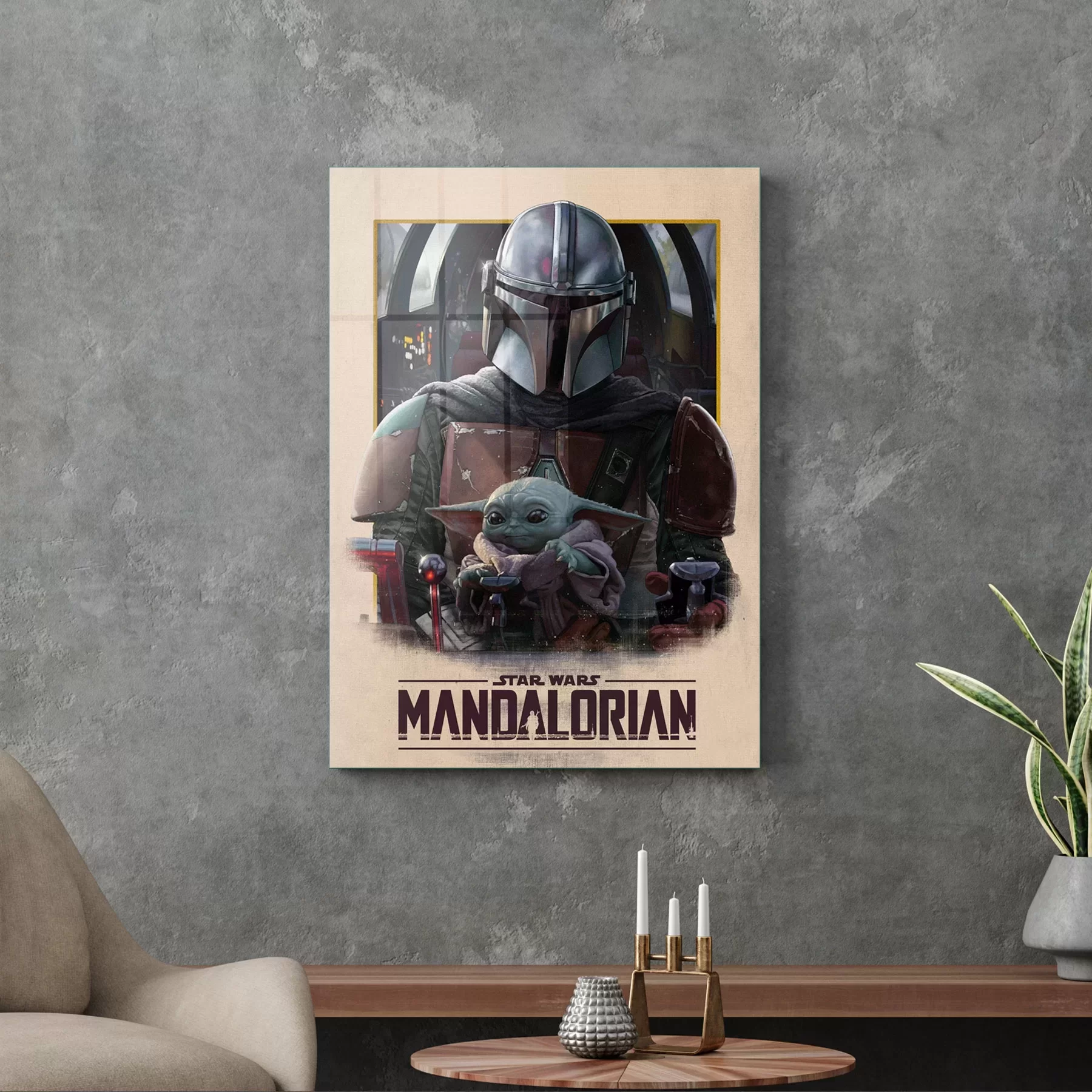 Picture of Decovetro Cam Tablo Renkli Mandalorian 30x40 cm