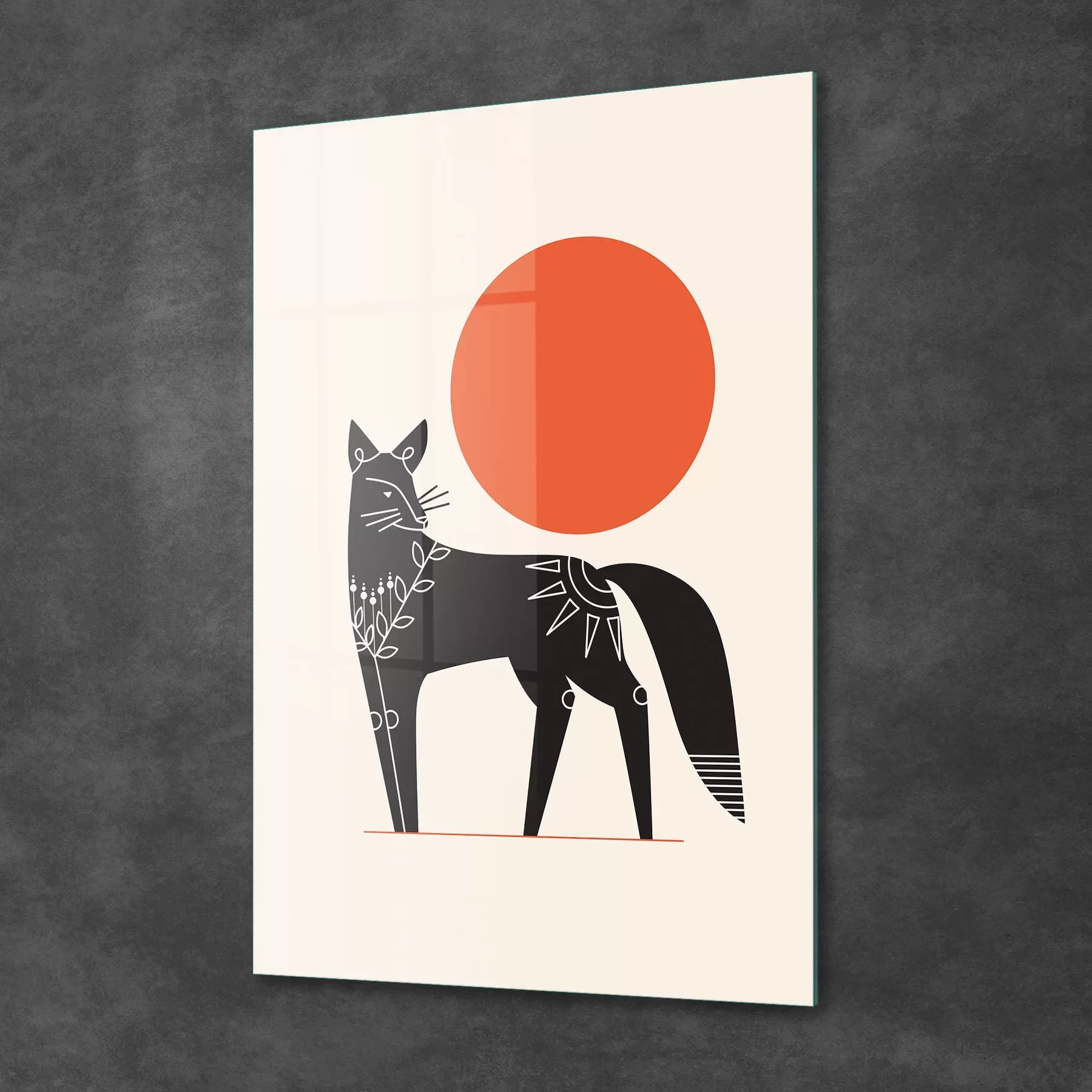 Picture of Decovetro Cam Tablo Minimal Tilki Desenli 30x40 cm