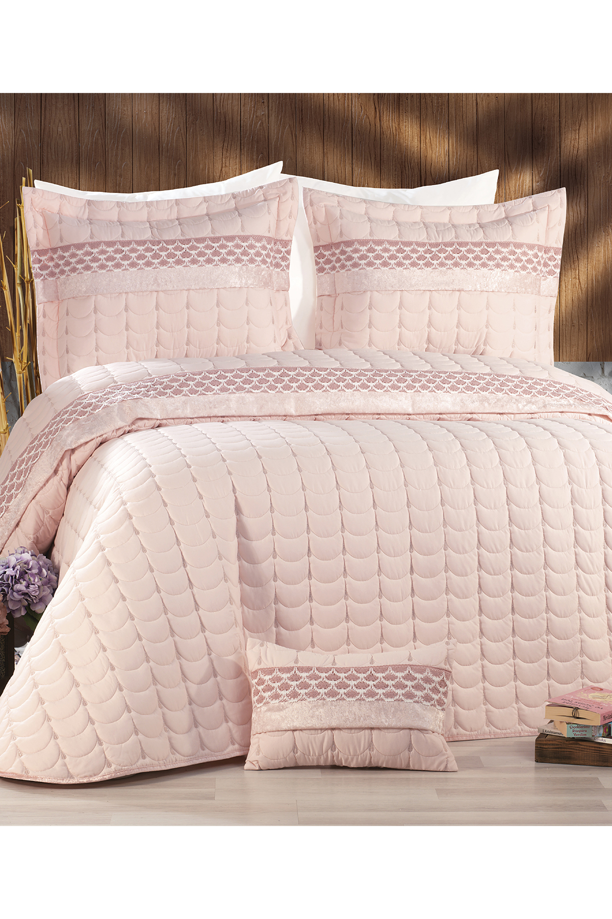 Picture of Colors Micro Çift Kişilik Yatak Örtüsü Pudra