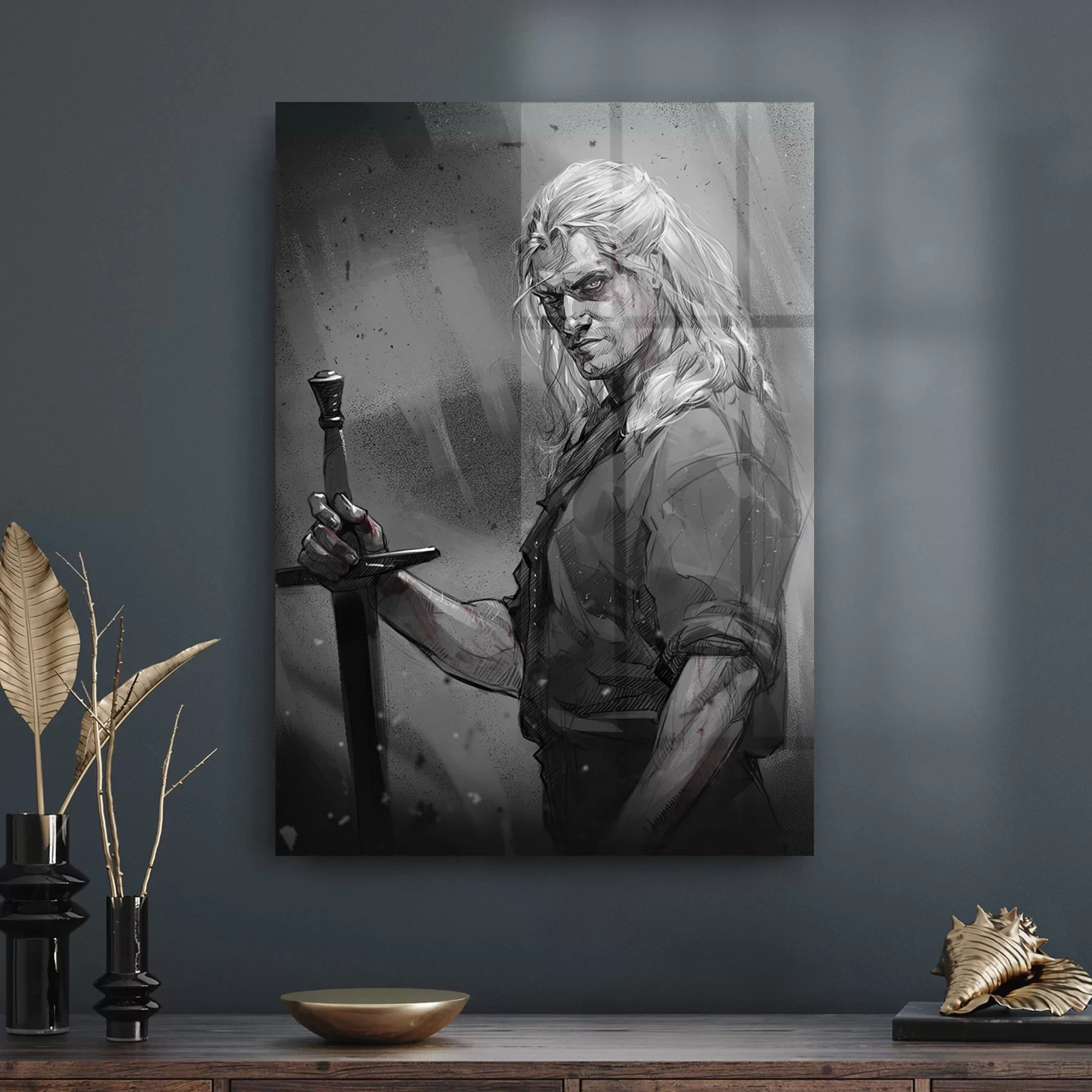 Picture of Decovetro Cam Tablo The Witcher Siyah Beyaz 70x100 cm