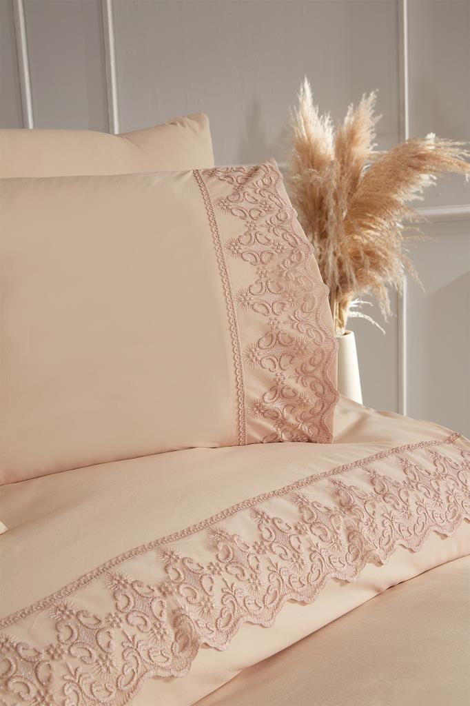 Picture of Fransız Dantelli Fidan Çeyizlik Nevresim Takımı Cappucino