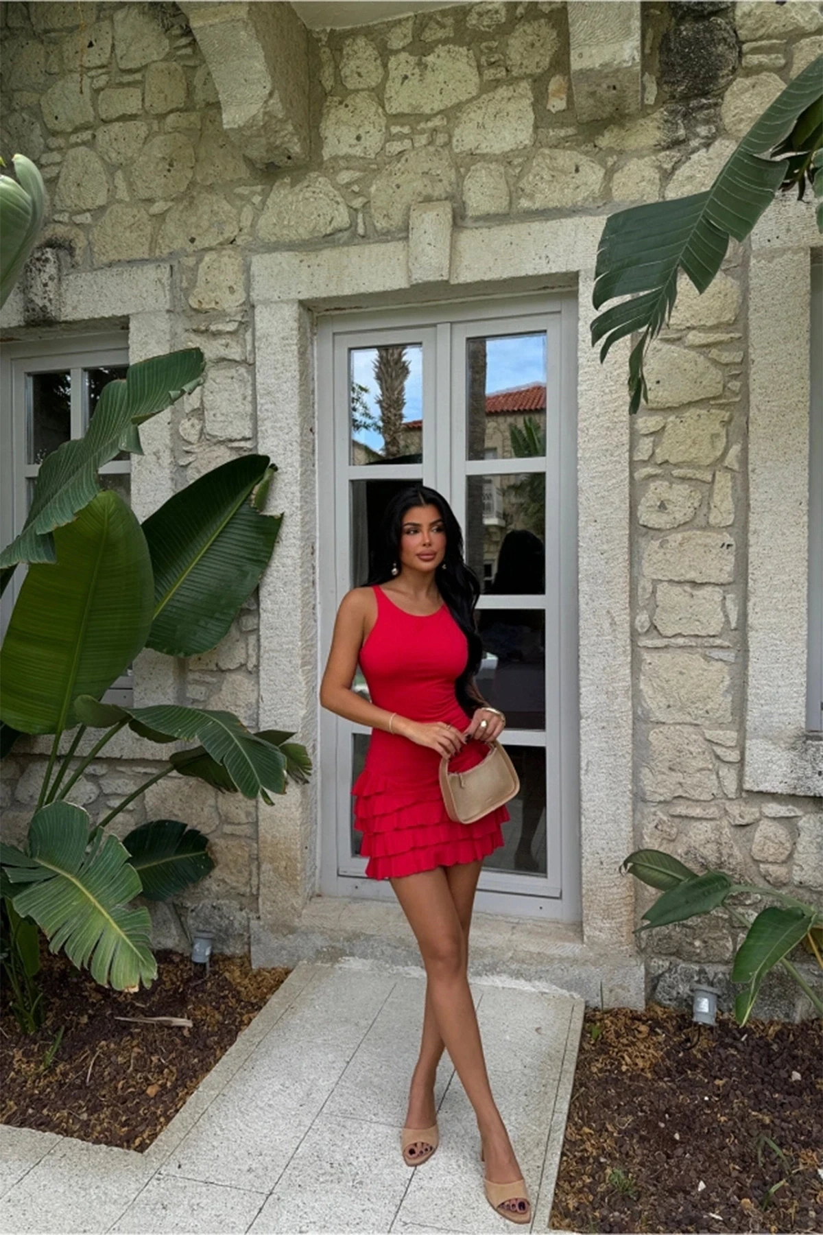 Picture of Red Naia Ruffle Dress