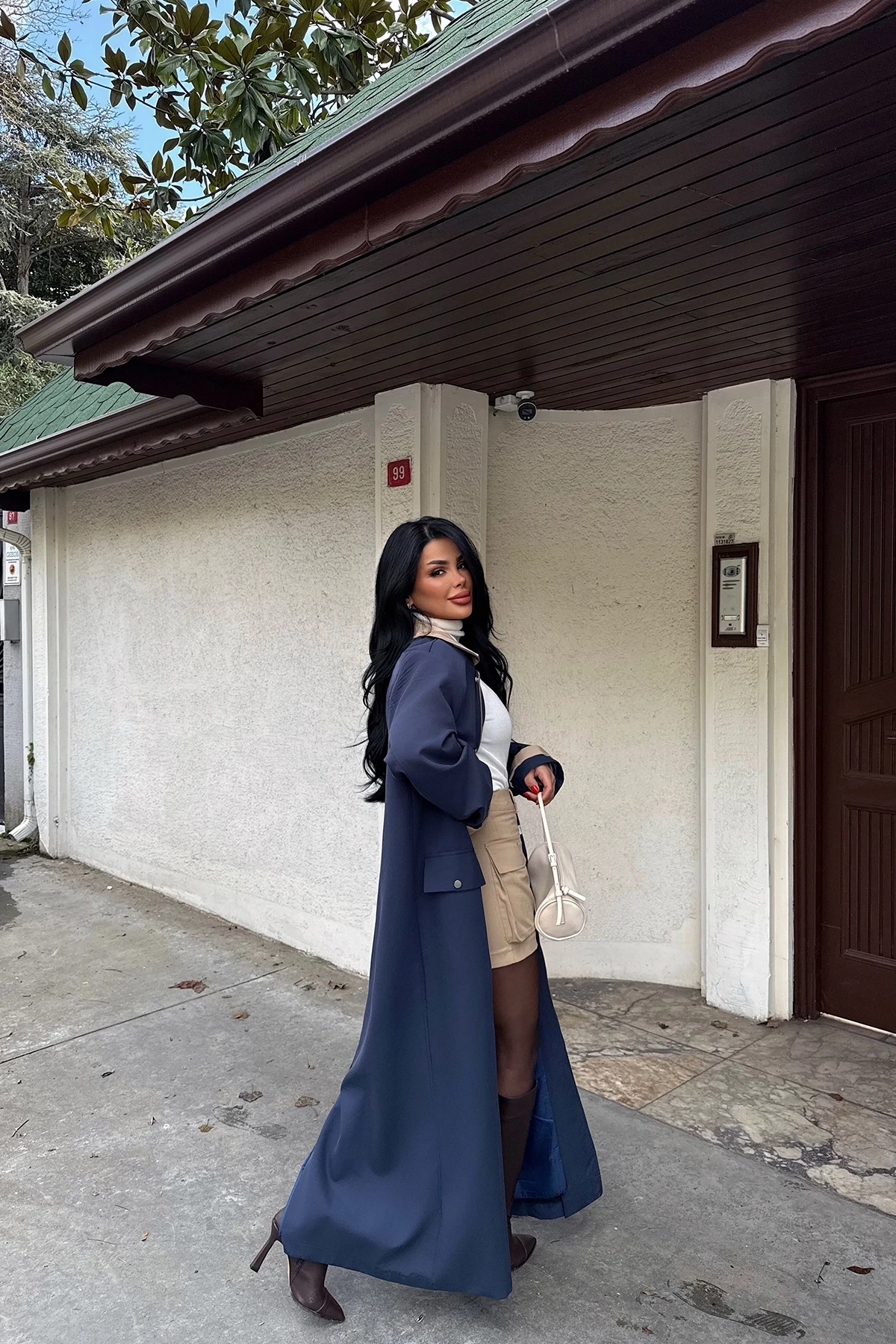 Picture of Navy Blue Aldabella Trench Coat