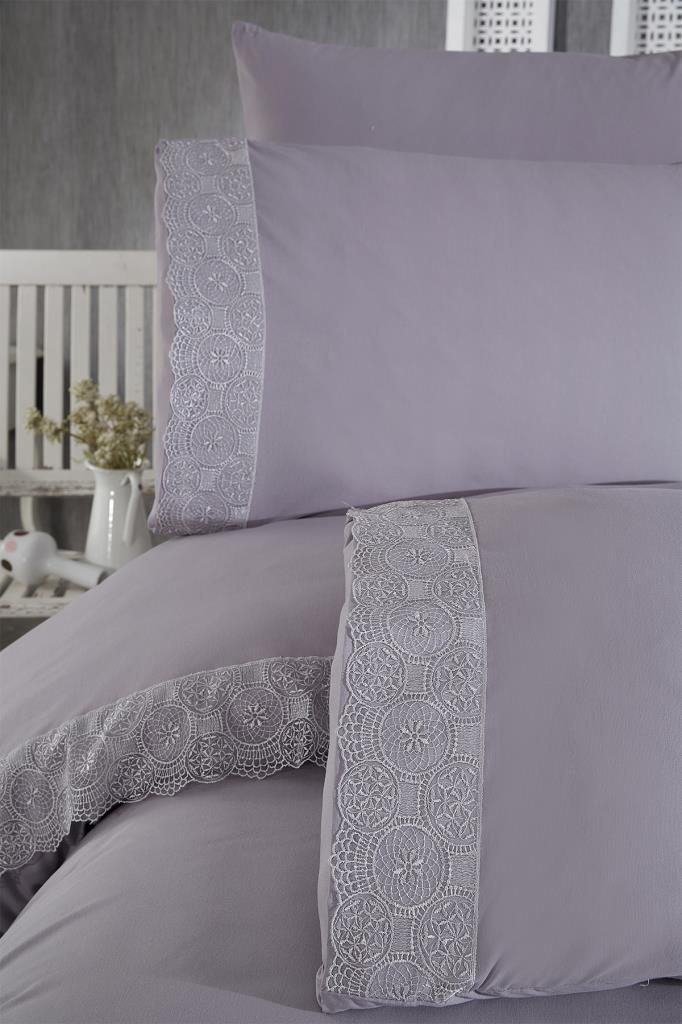 Picture of Fransız Dantelli Perihan Çeyizlik Nevresim Takımı Gri