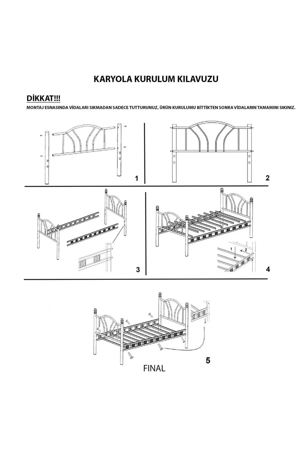 Picture of Bergama Çift Kişilik Başlıklı Yatak Odası Ferforje Metal Karyola 140x190 Ölçülü