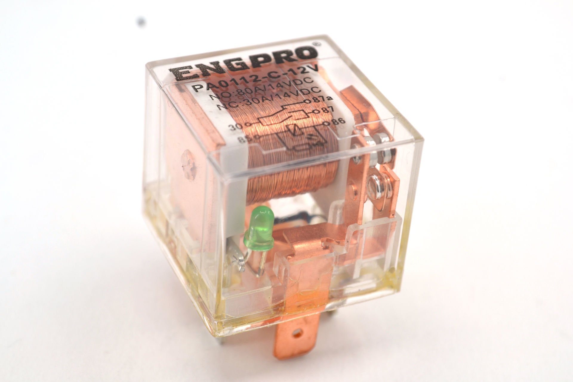 Picture of Şeffaf Mini Röle 5 Fişli Ledli 80A 12V Çift Kontak Yüksek Amperli 6,3 Fişli