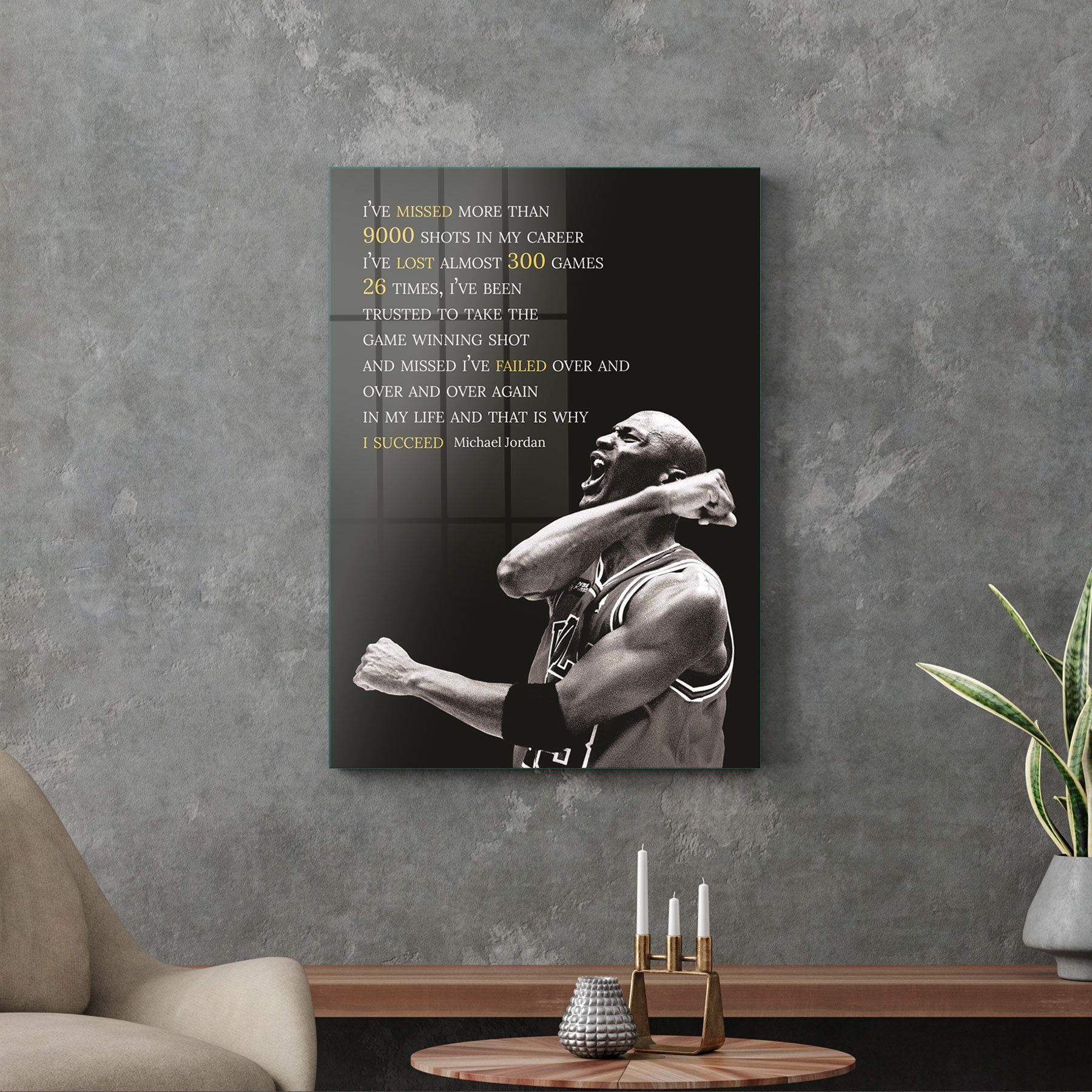 Picture of Decovetro Cam Tablo Michael Jordan Succed 50x70 cm
