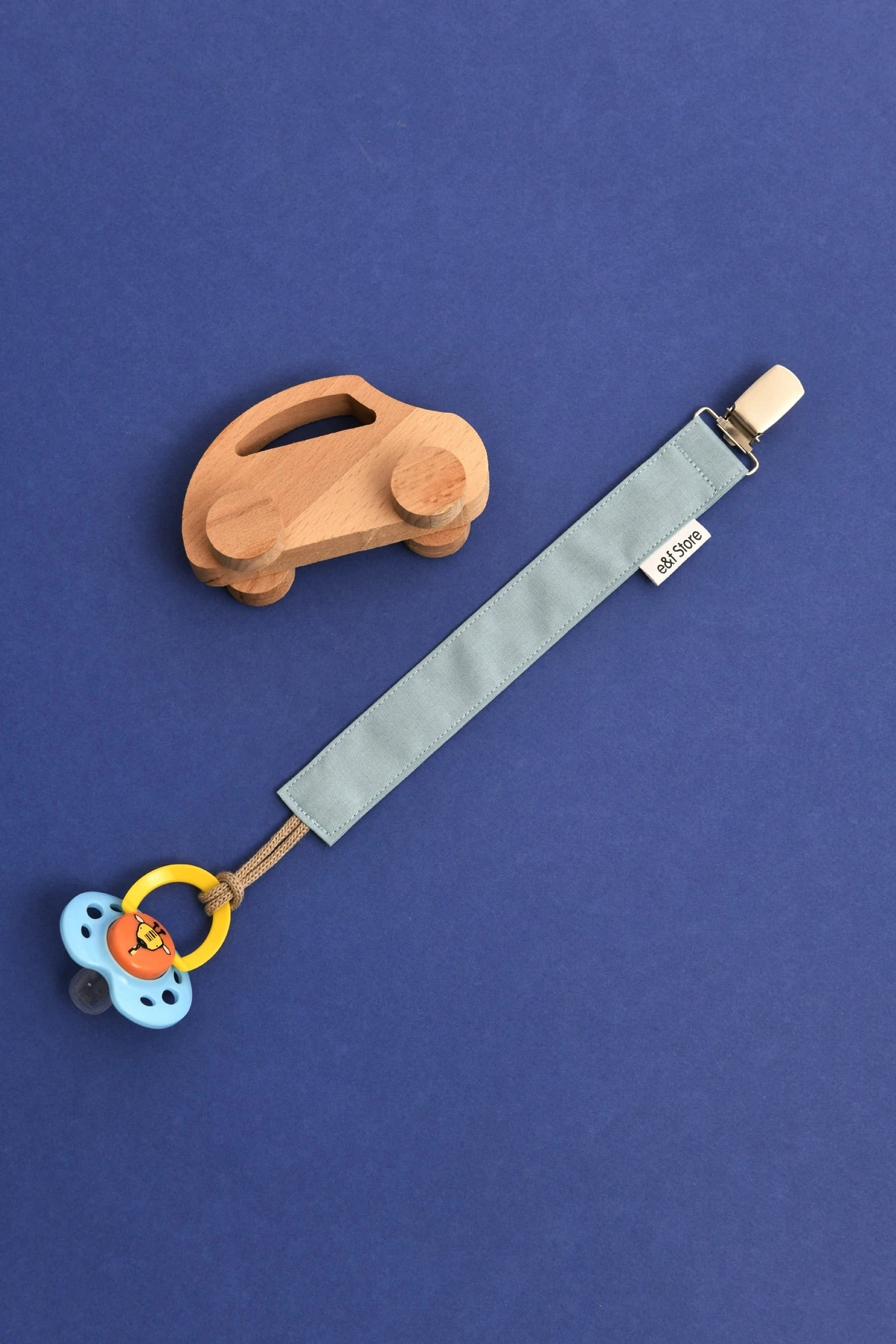 Picture of İkinci Şans - 3'lü Emzik Askısı Seti -  Lacivert Yıldız Petrol Mavisi Çizgili